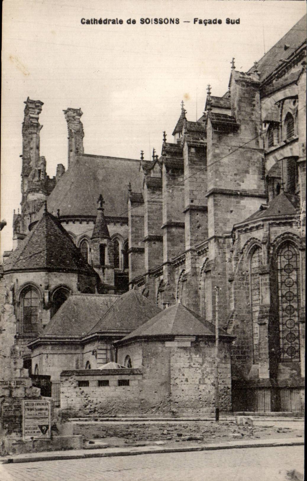 CPA Cathedral of Soissons southern Frontage