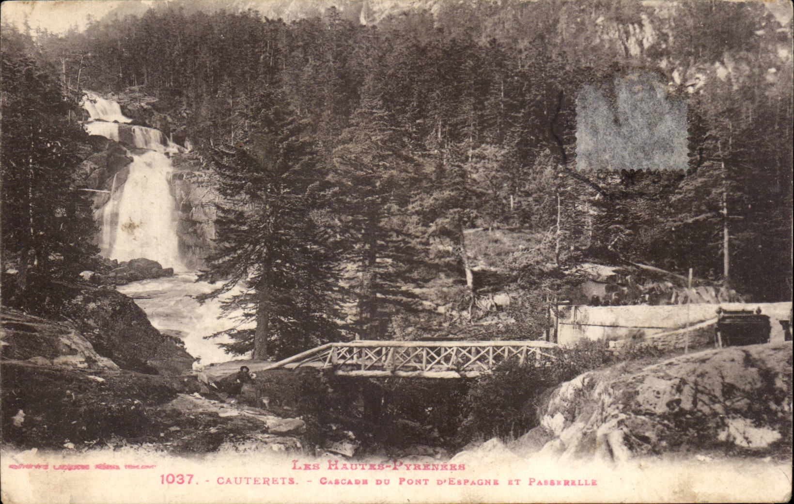 CPA Cauterets Cascades of the bridge Spain and footbridge