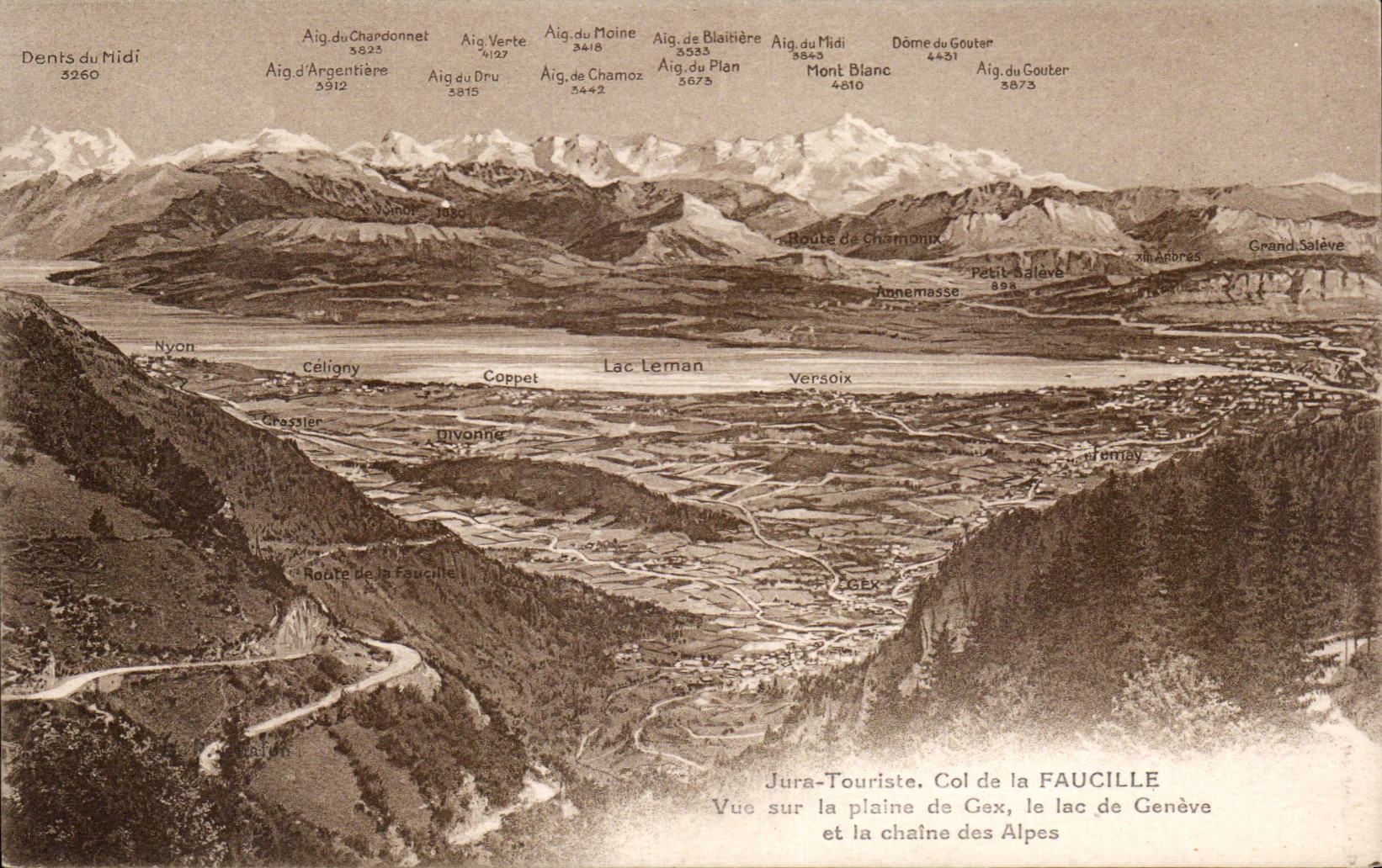 CPA the Jura Collar of the Sickle Seen on the plain of Gex the Geneva Lake and the alpine range