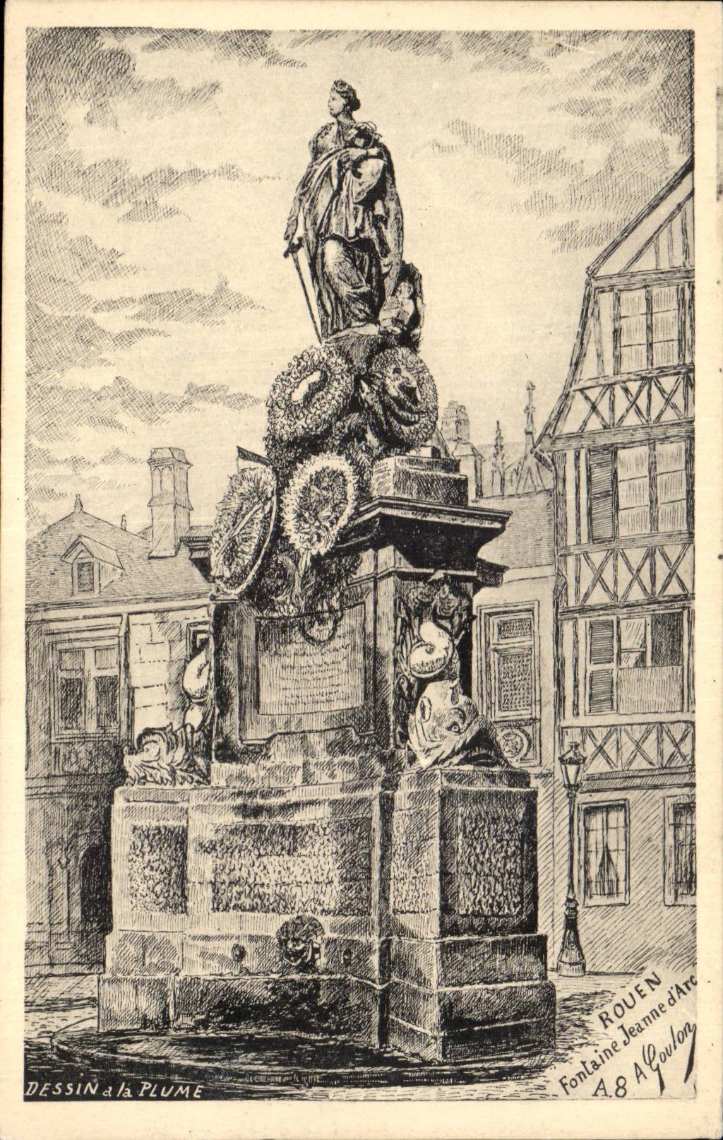 CPA Rouen Fountain of Jeanne arc