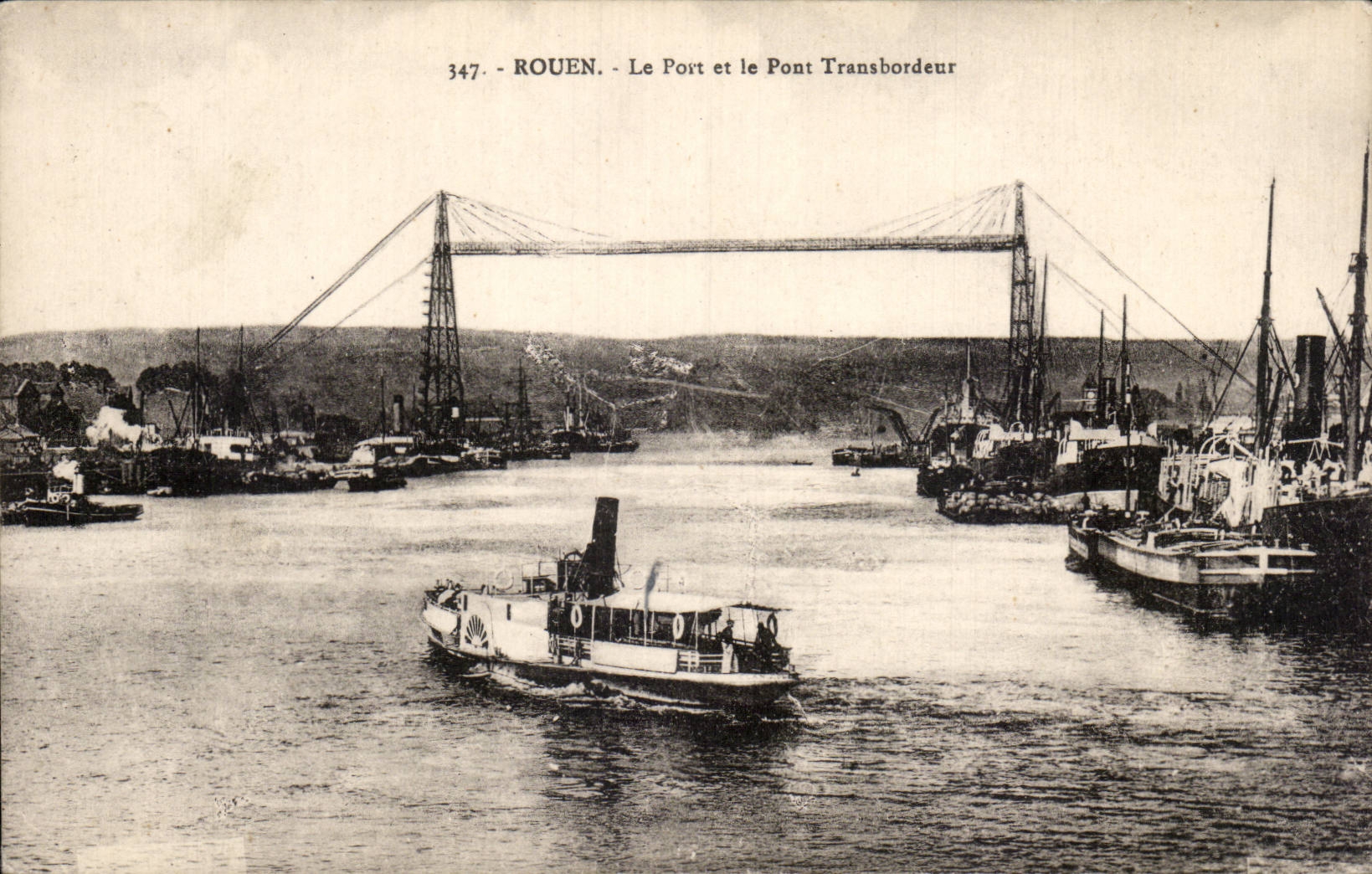 Rouen - the Port and the Transporter bridge - CPA -