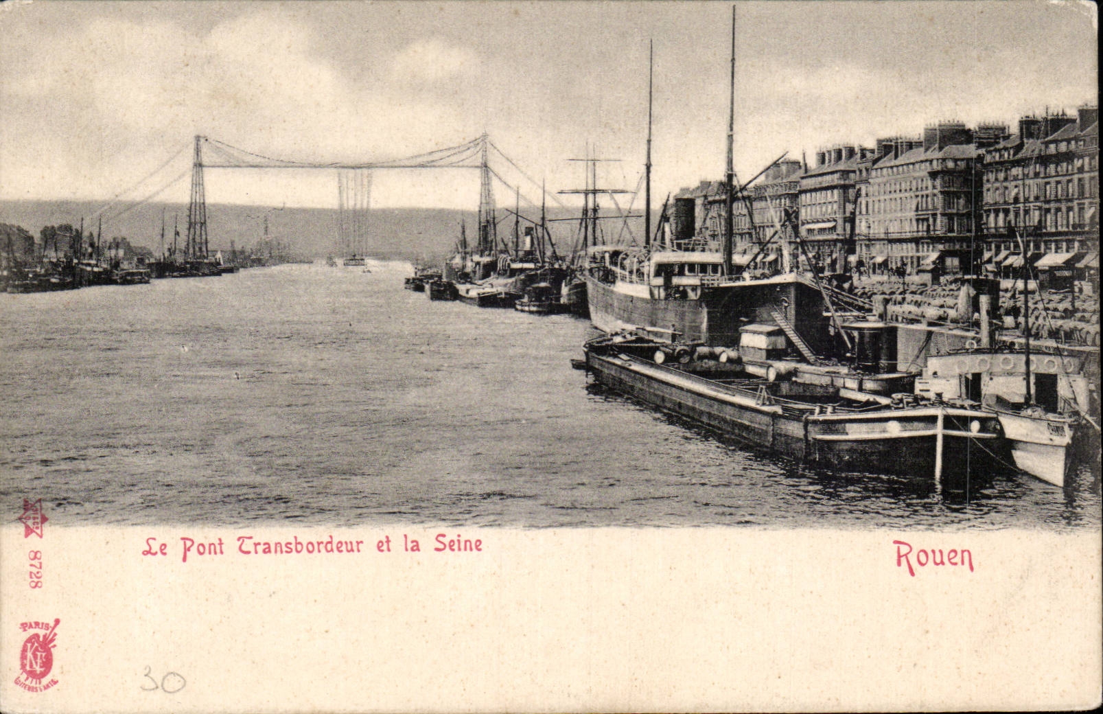 Rouen - the Transporter bridge in the Seine - CPA -