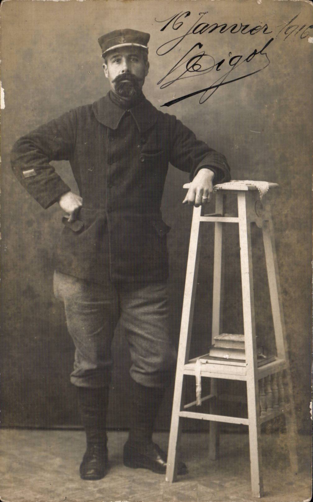 Real photo Monsier Combe Sergeant Fourrier Camp of Chismereie Greece Greece