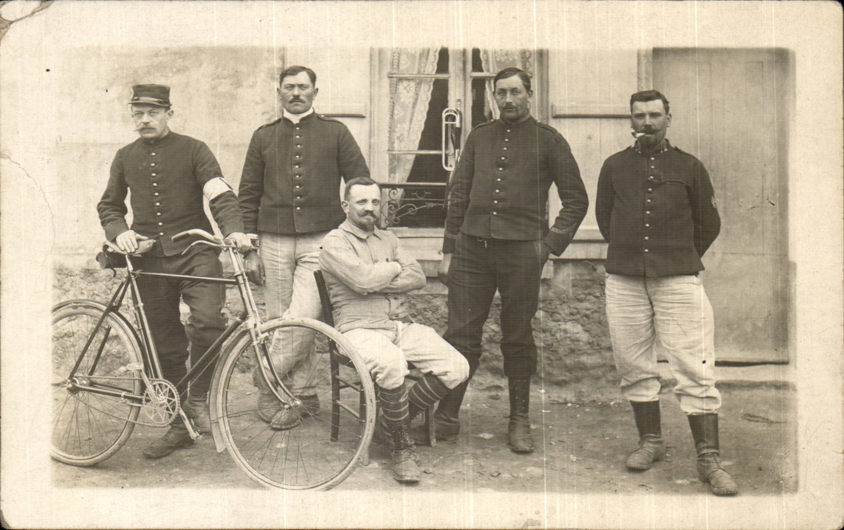 Real photo Militaria Soldiers Bicycle