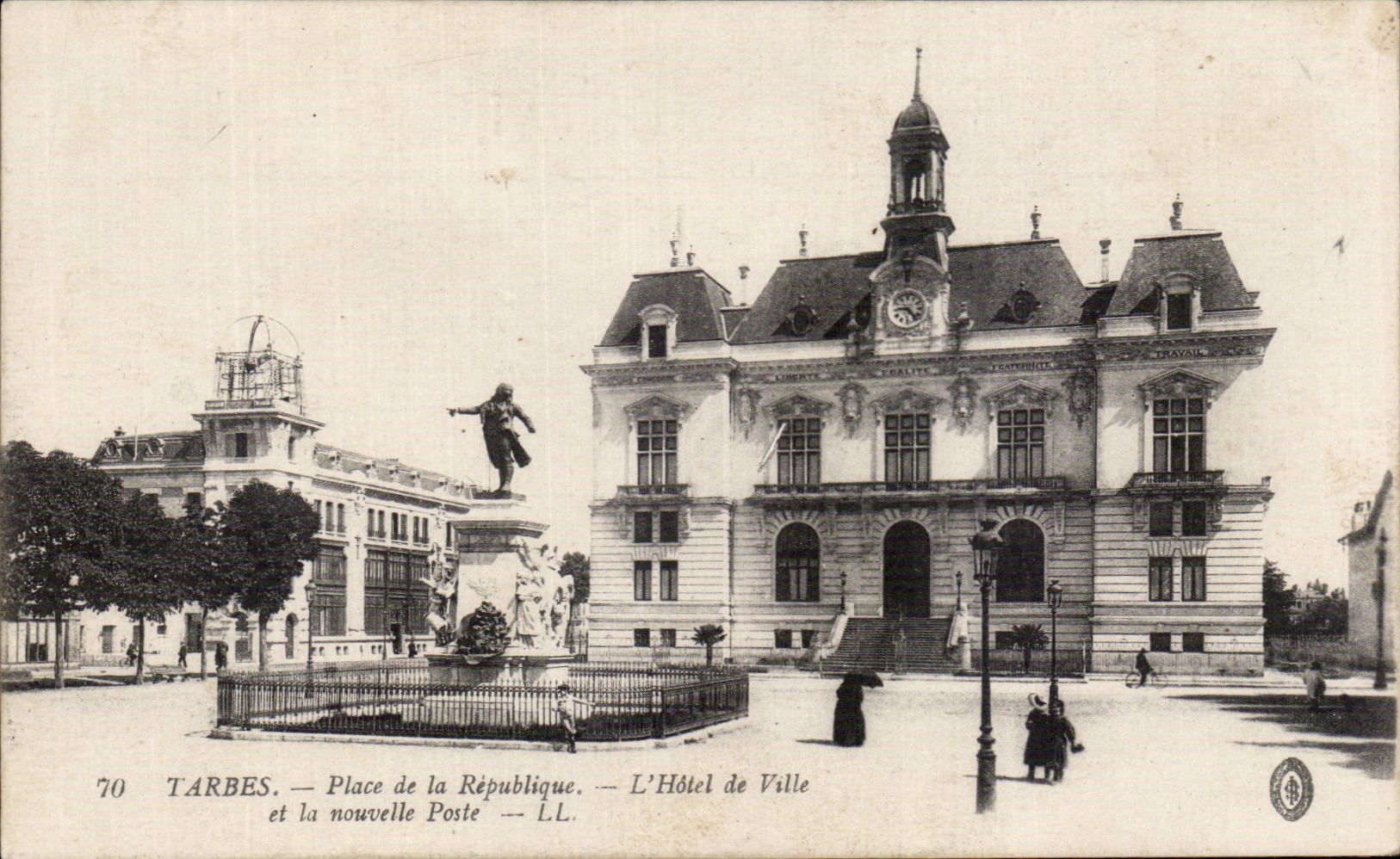 Tarbes - Place of the Republic - Town hall - CPA