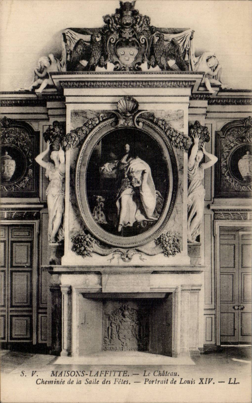 Laffitte houses - the Castle - Chimney of the Village hall - Potrait of Louis XIV - CPA