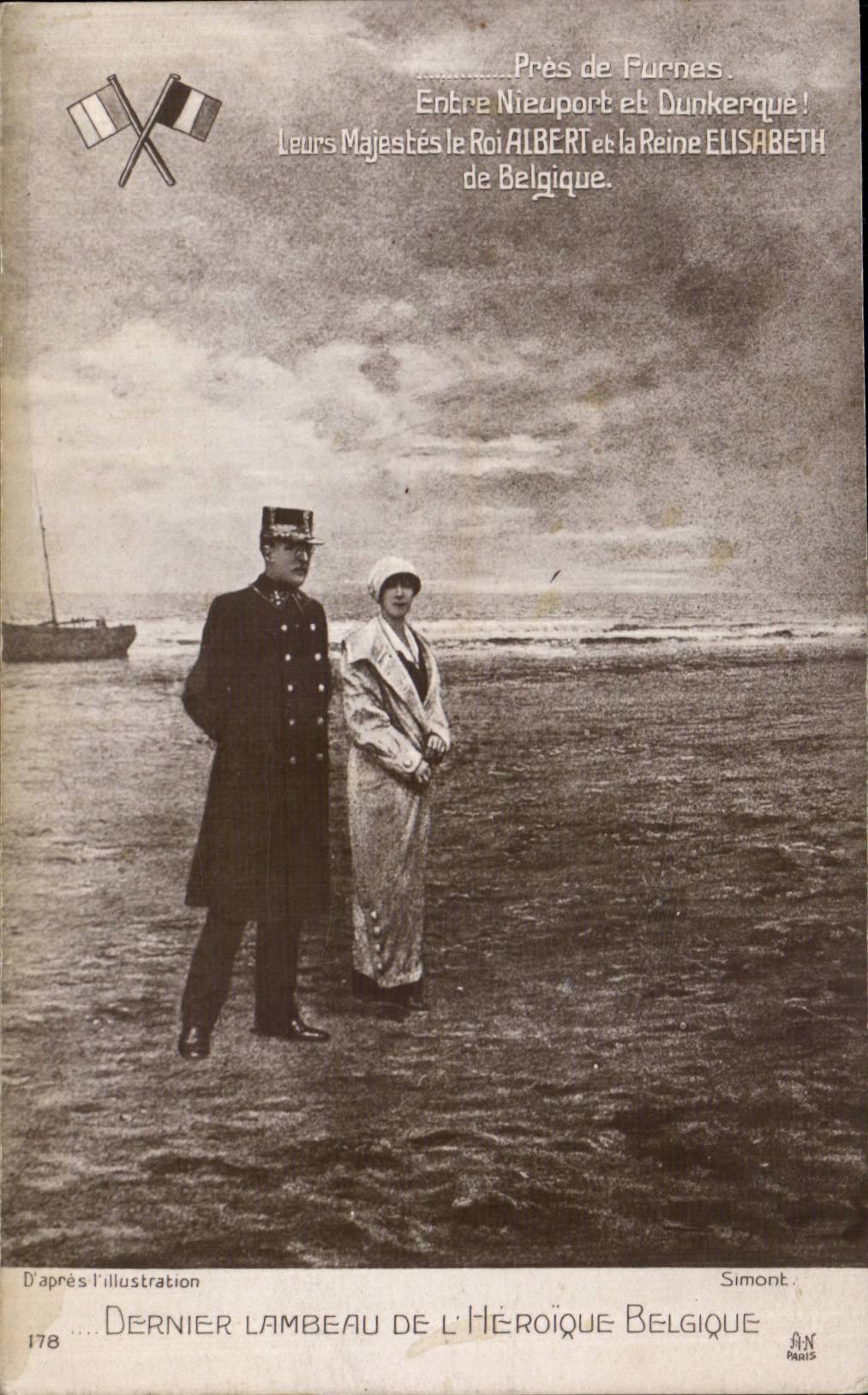 CPA Militaria Last scrap of heroic Belgium king Albert and the Queen Elizabeth