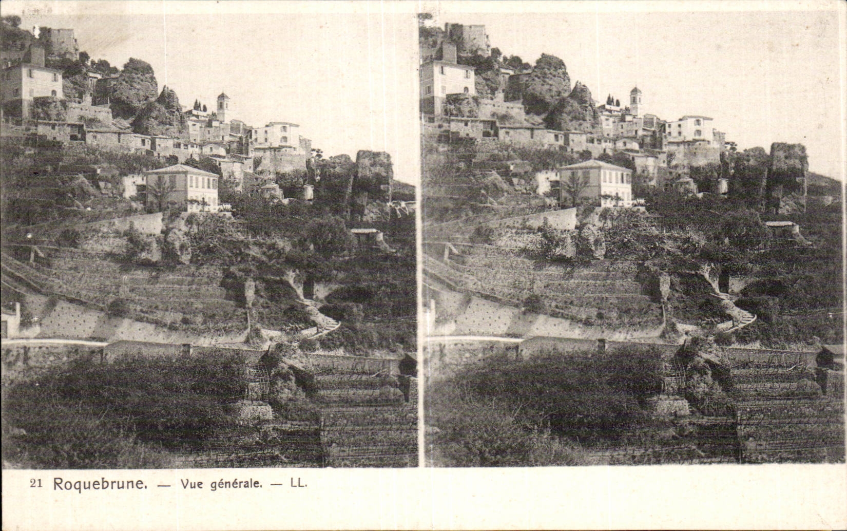 Roquebrune - View - Stereoscopic Chart - CPA