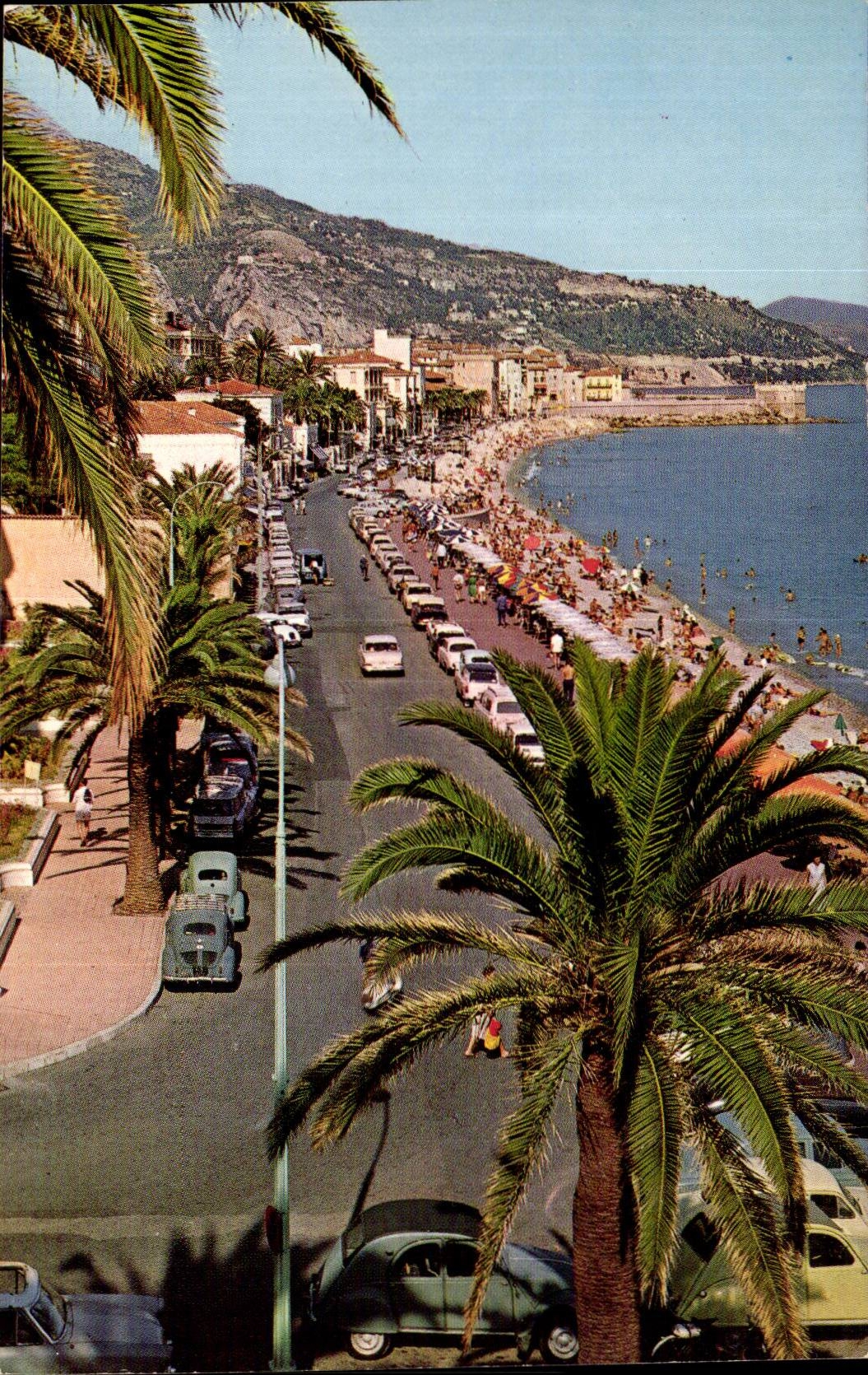 Menton - View on the Walk and the Beach - CPA