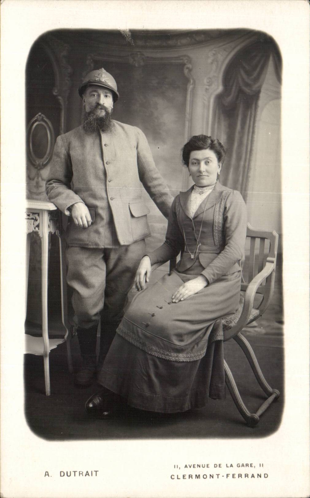 Real photo Militaria Hairy Soldier Day of the departure Clermont Ferrand