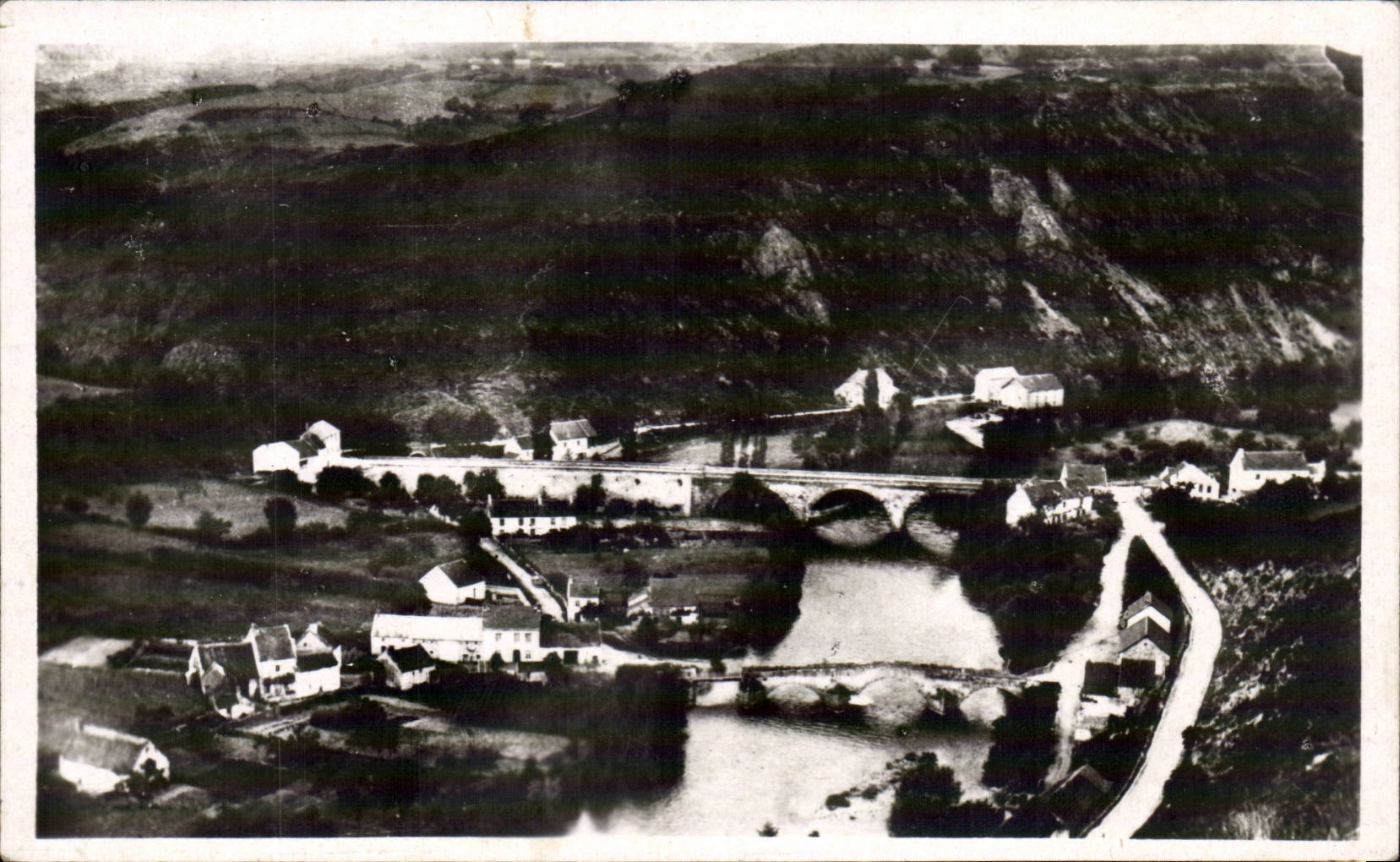 Valley of Sioule - Panorama of the Two Bridges of Menat - CPA