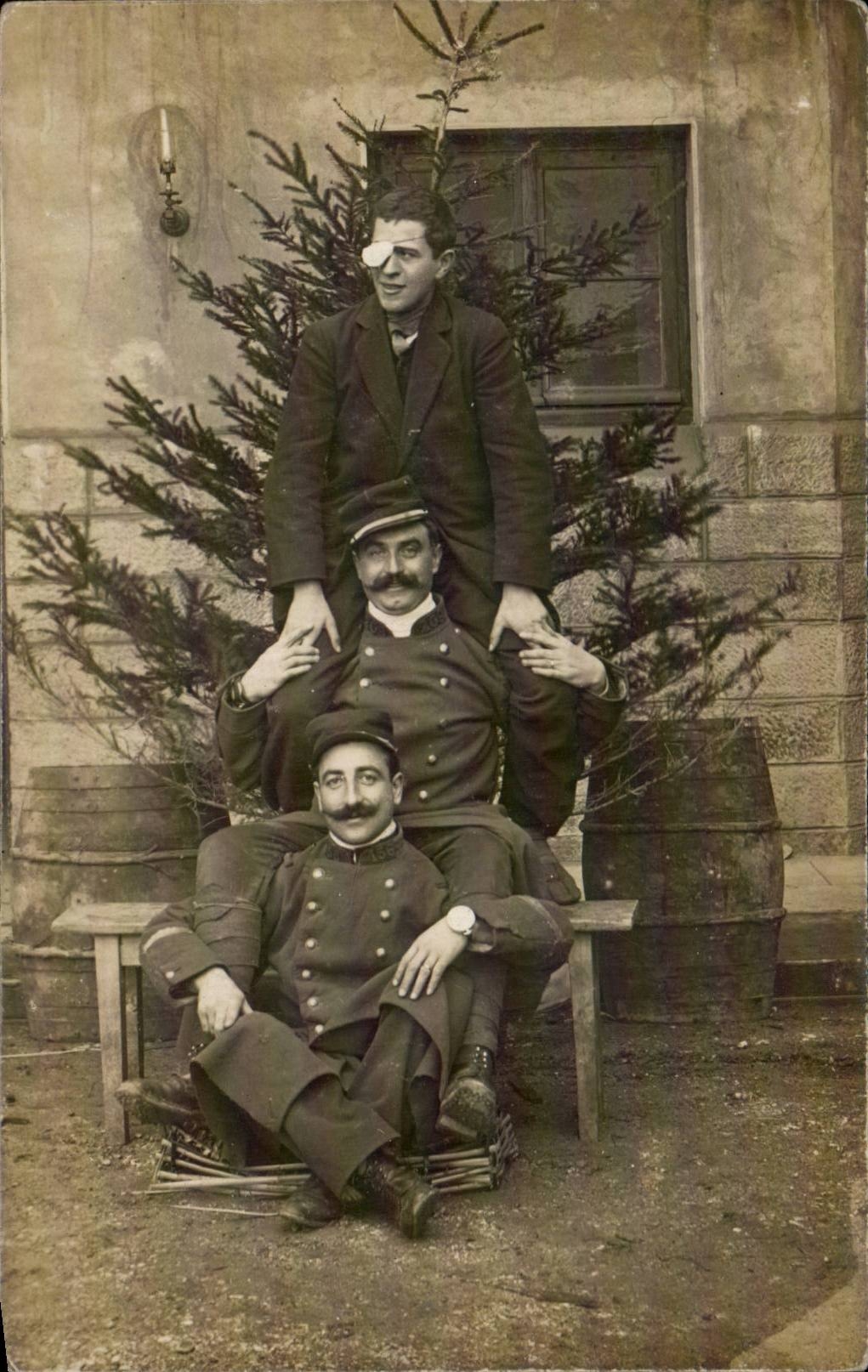 Real photo Blind Militaria Soldiers