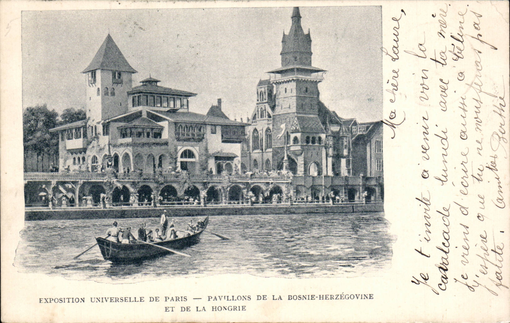 CPA Paris Exposition universelle de 1900 pavillons de la Bosnie Herzegovine et de la Hongrie Hungary