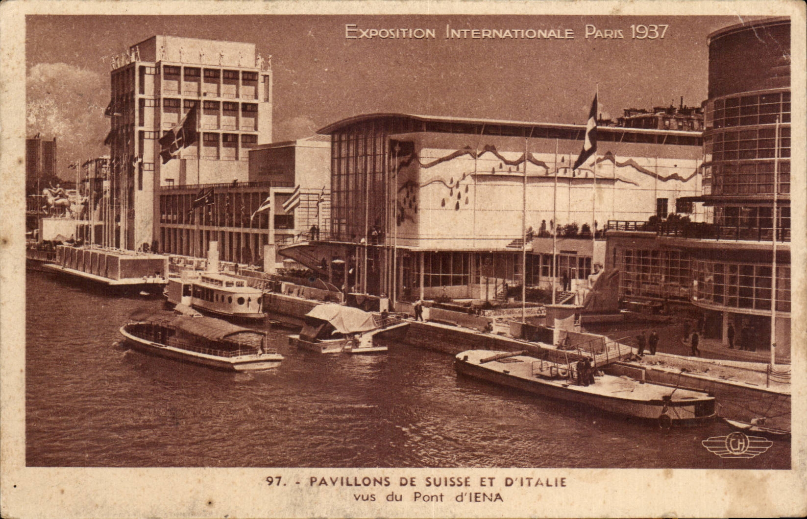 Paris - Fair Universal of 1937 - Houses of Switzerland and Italy - CPA