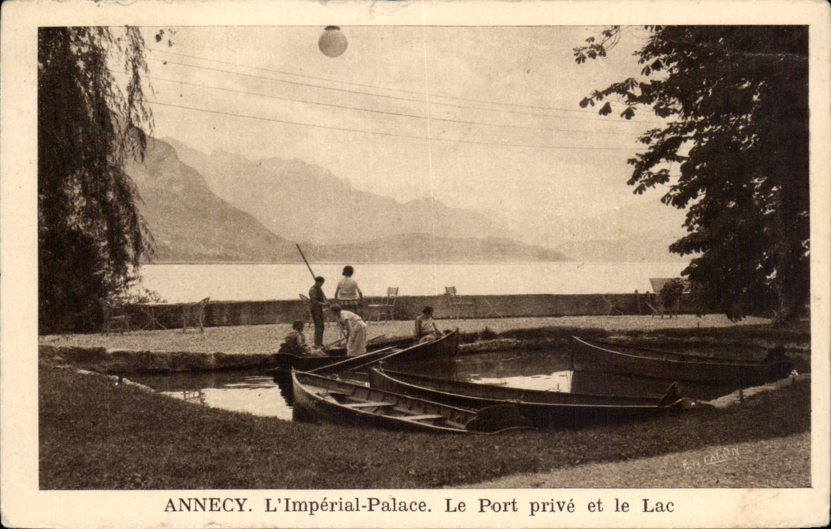 CPA Annecy L Imperial Palace Le port prive et le lac