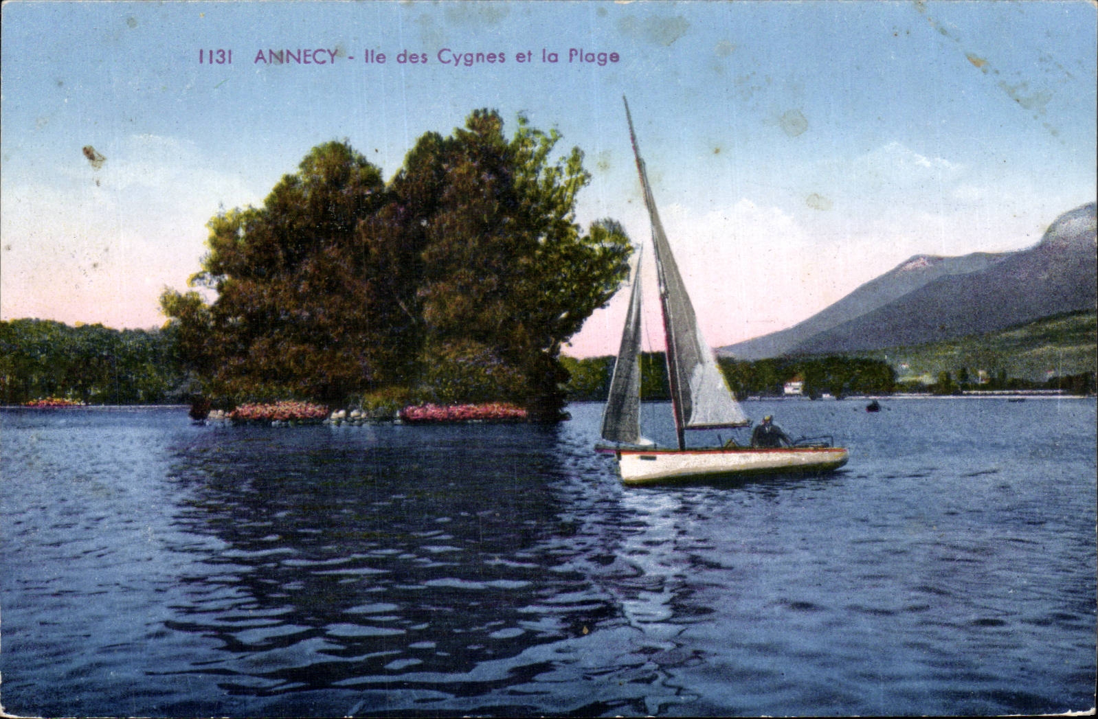 CPA Annecy Ile des cygnes et la plage