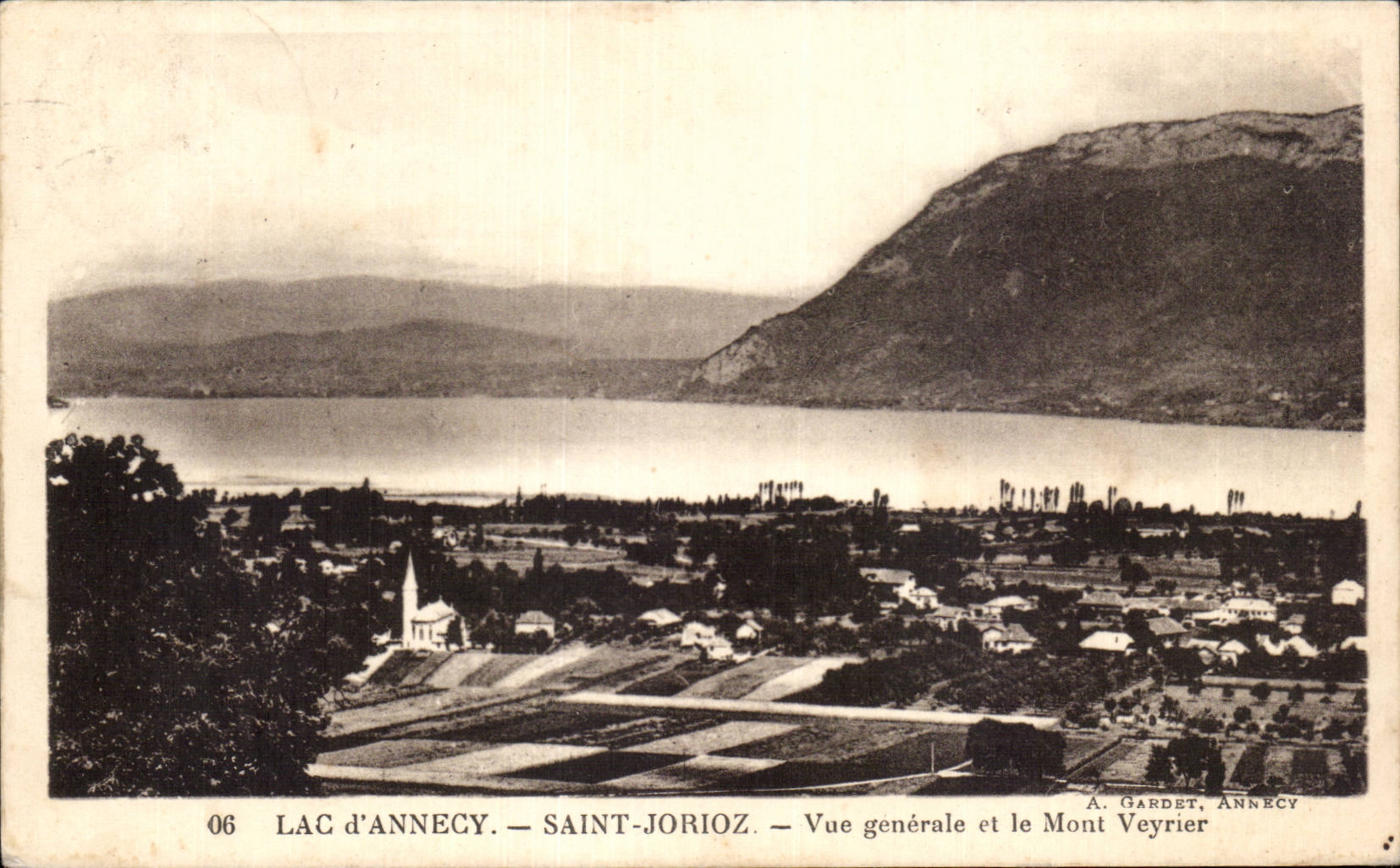 CPA lac d Annecy Saint Jorioz Vue generale et le Mont Veyrier