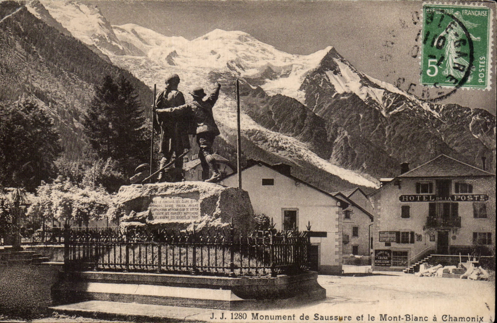 Chamonix - Monument of Saussure Mont Blanc Post office building - CPA
