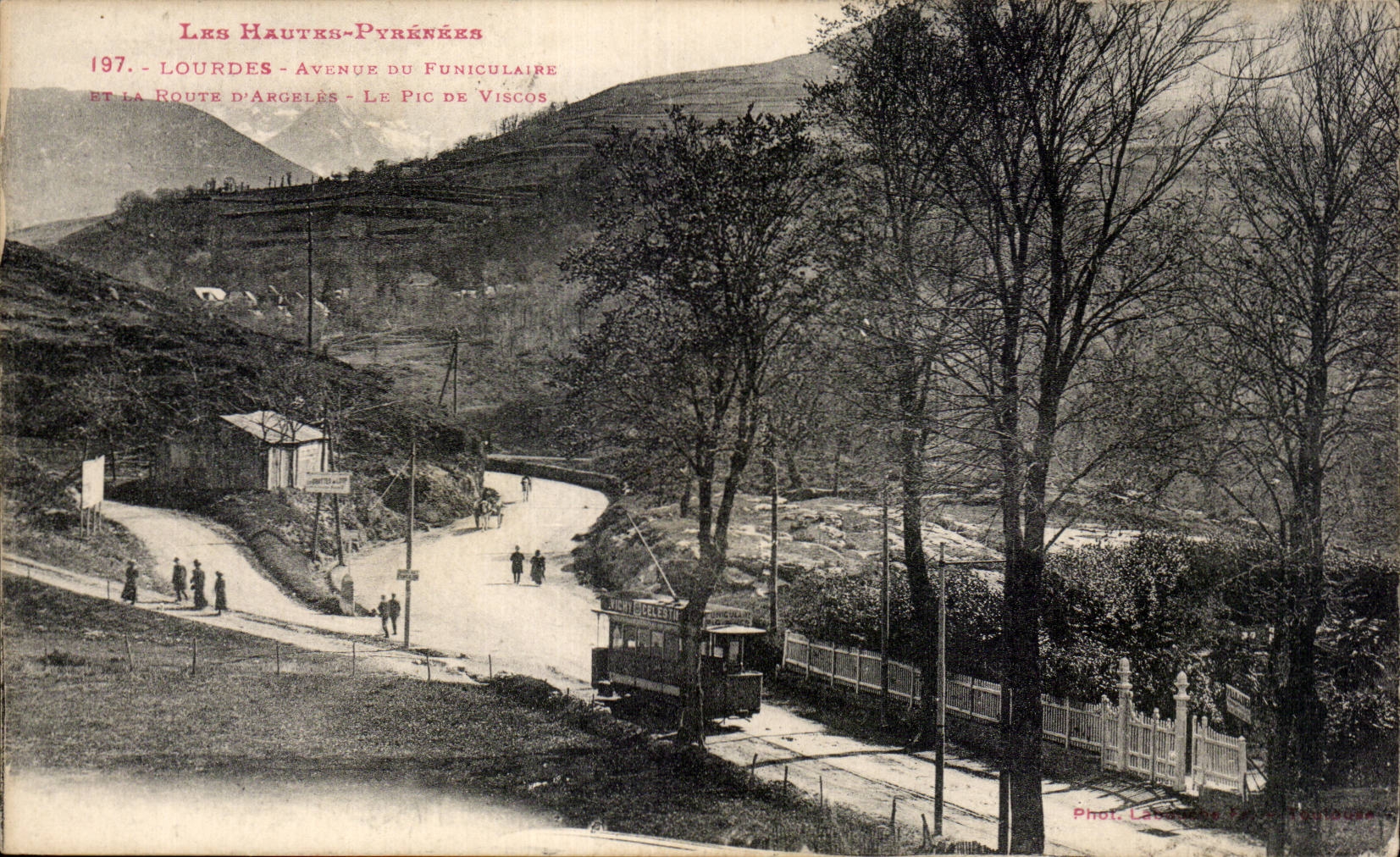 CPA Lourdes Avenue du funiculaire et la roue d Argeles Le pic de Viscos
