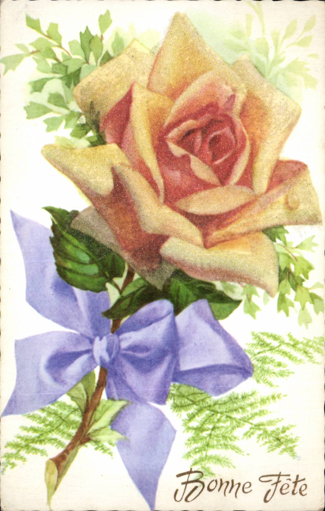 CPA Fantaisie Fleurs Rose Bonne fete