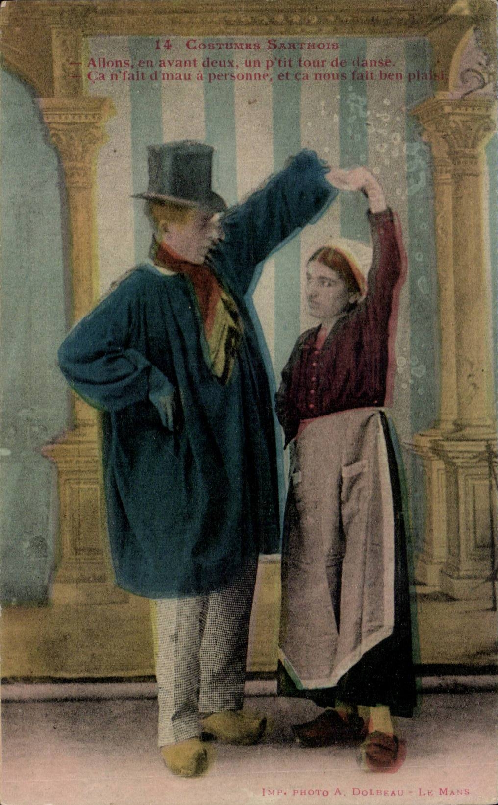 CPA Sarthe-native Costumes Folklore Costume