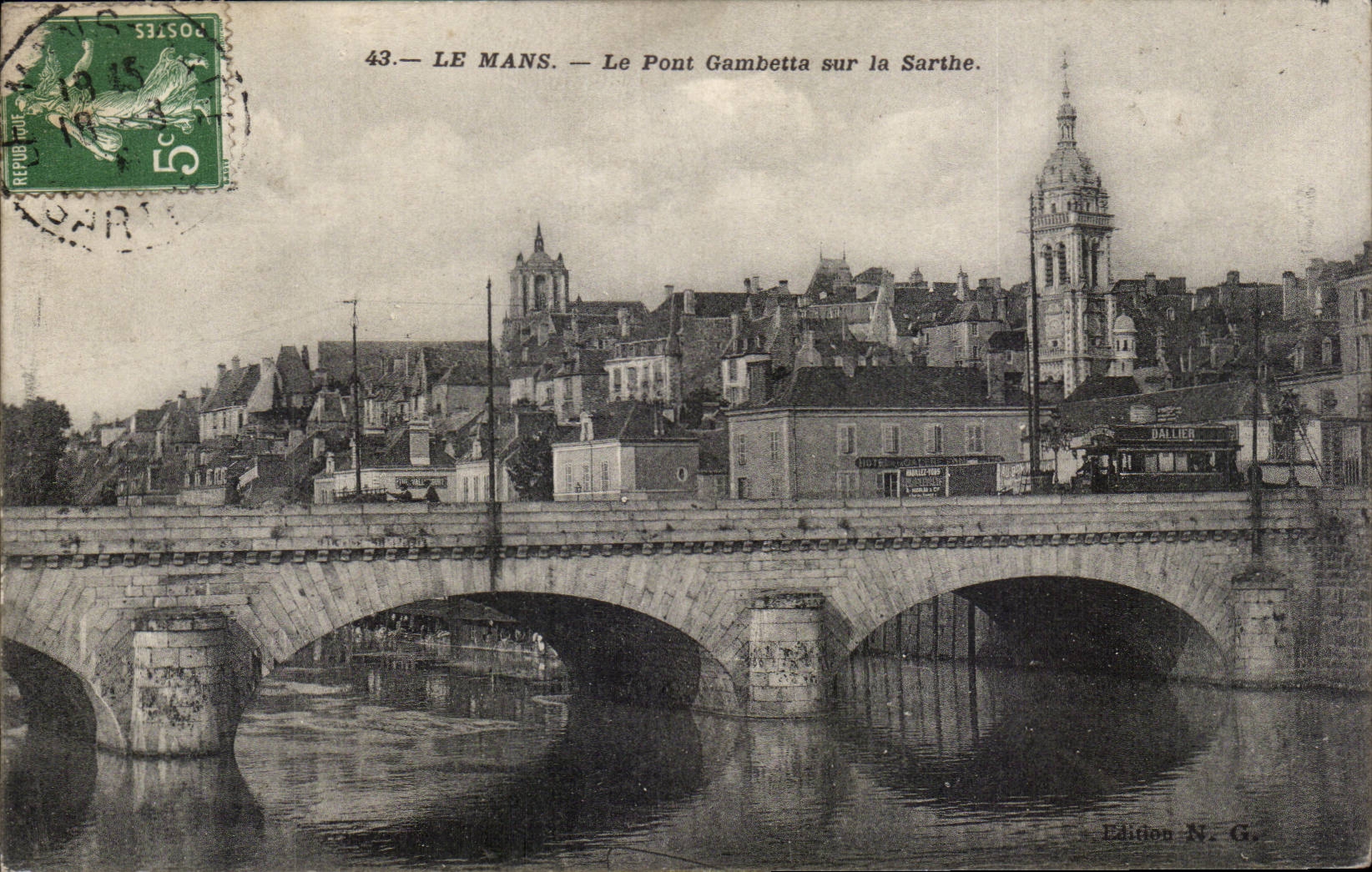 CPA Mans the Gambetta bridge on the Sarthe