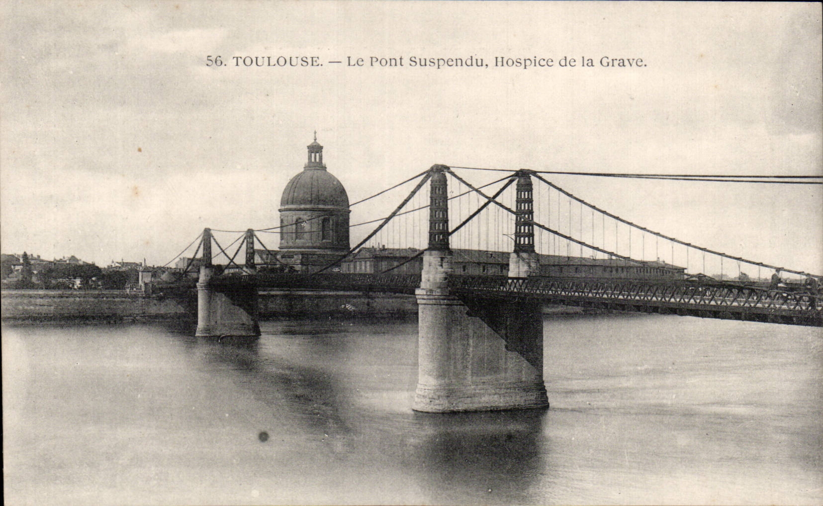 El hogar gente suspendida del puente de CPA Toulouse de vieja del registro bajo