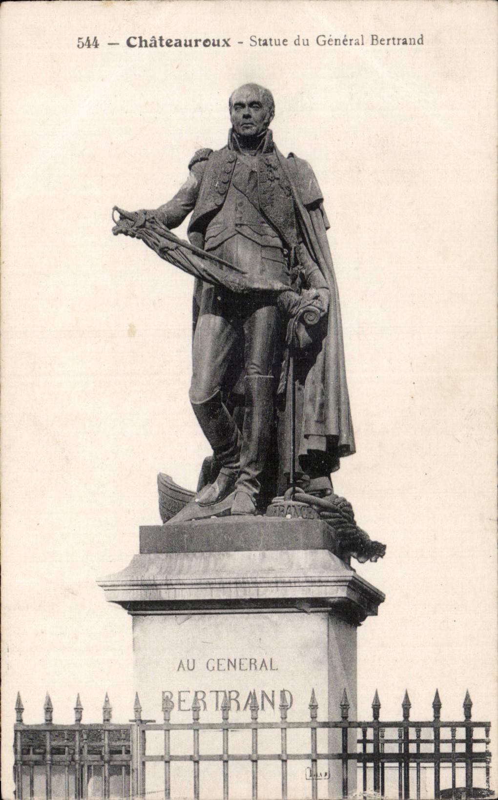 CPA Chateauroux Statue of the general Bertrand