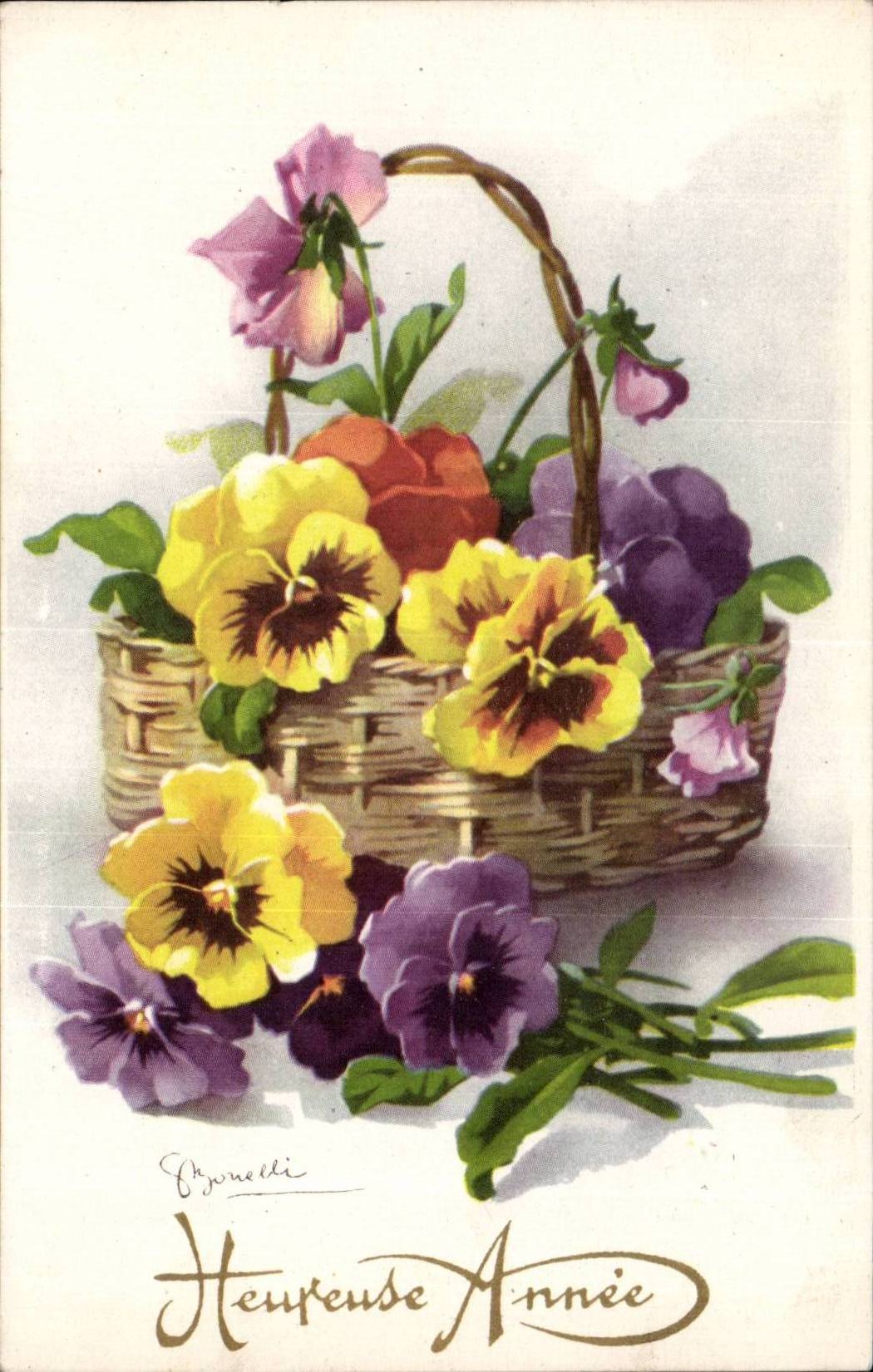 Fleurs Pensee - Pansy - Heureux Annee - CPA 