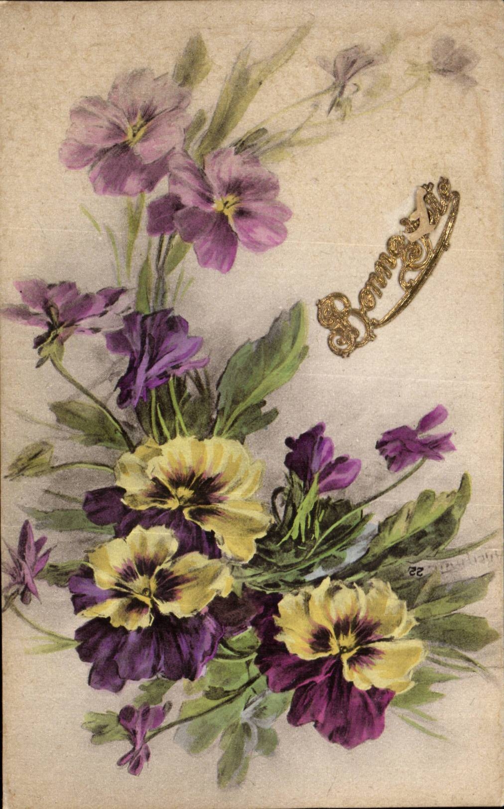 Fleurs Pensee - Pansy - Bonne Fete - CPA 