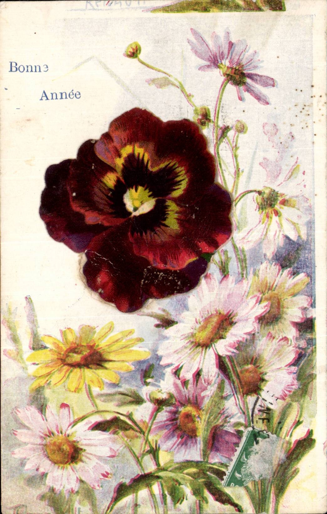 Fleurs Pensee - Pansy - Bonne Annee - CPA 