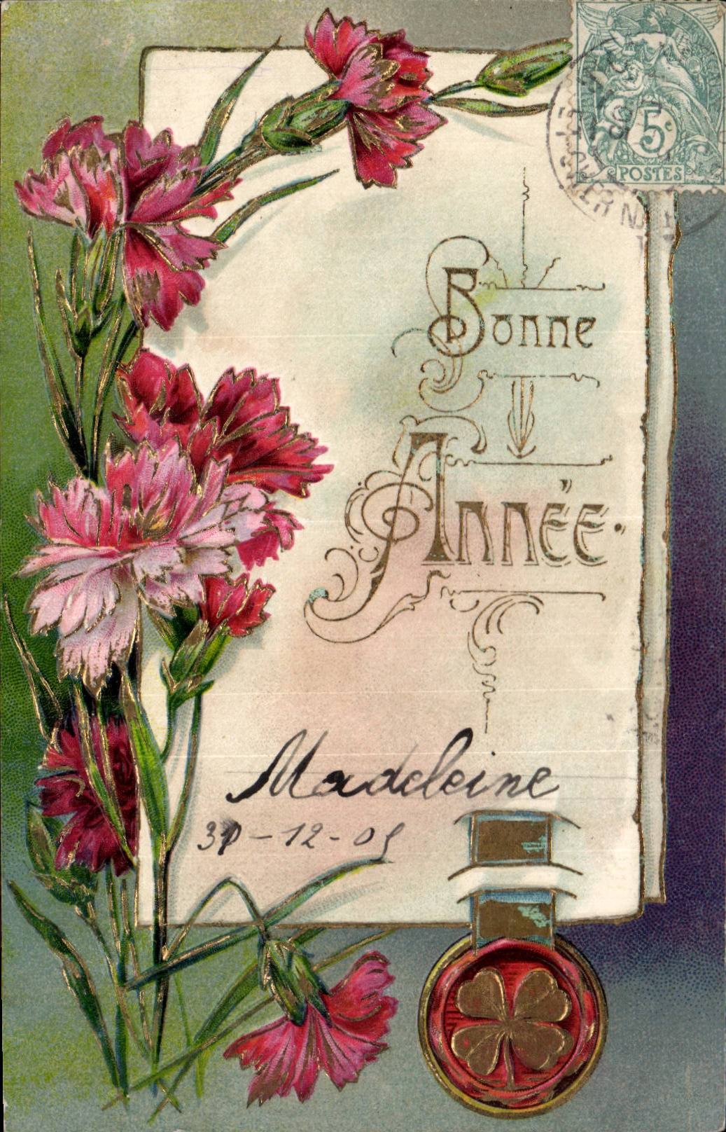 Fleurs Bonne Annee - CPA 