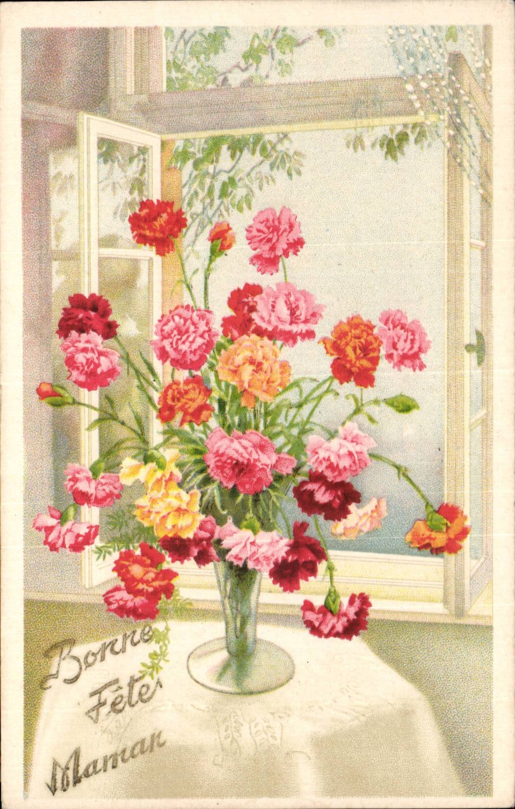 Fleurs Bonne Fete Maman - CPA 