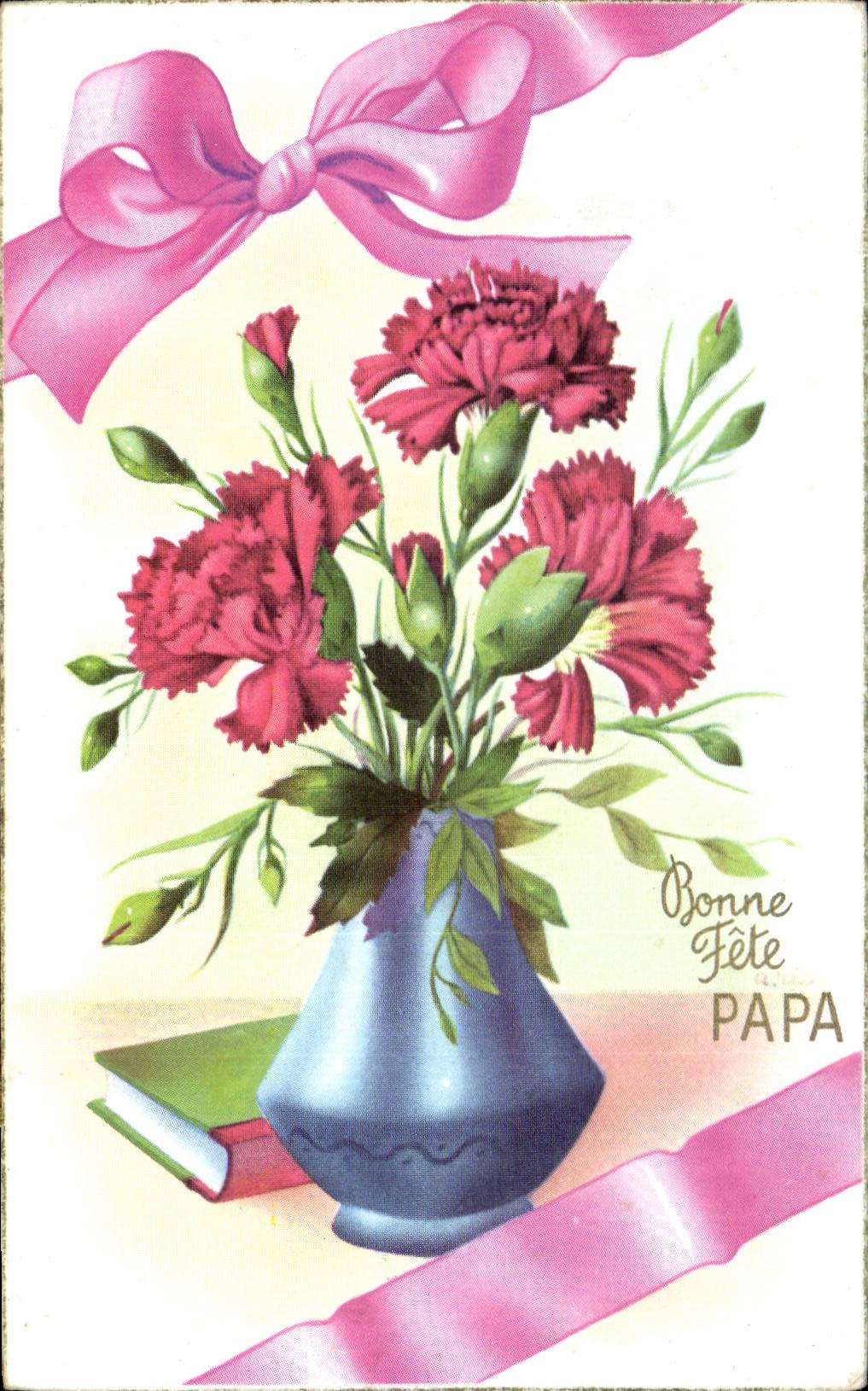 Fleurs Bonne Fete Papa - CPA 
