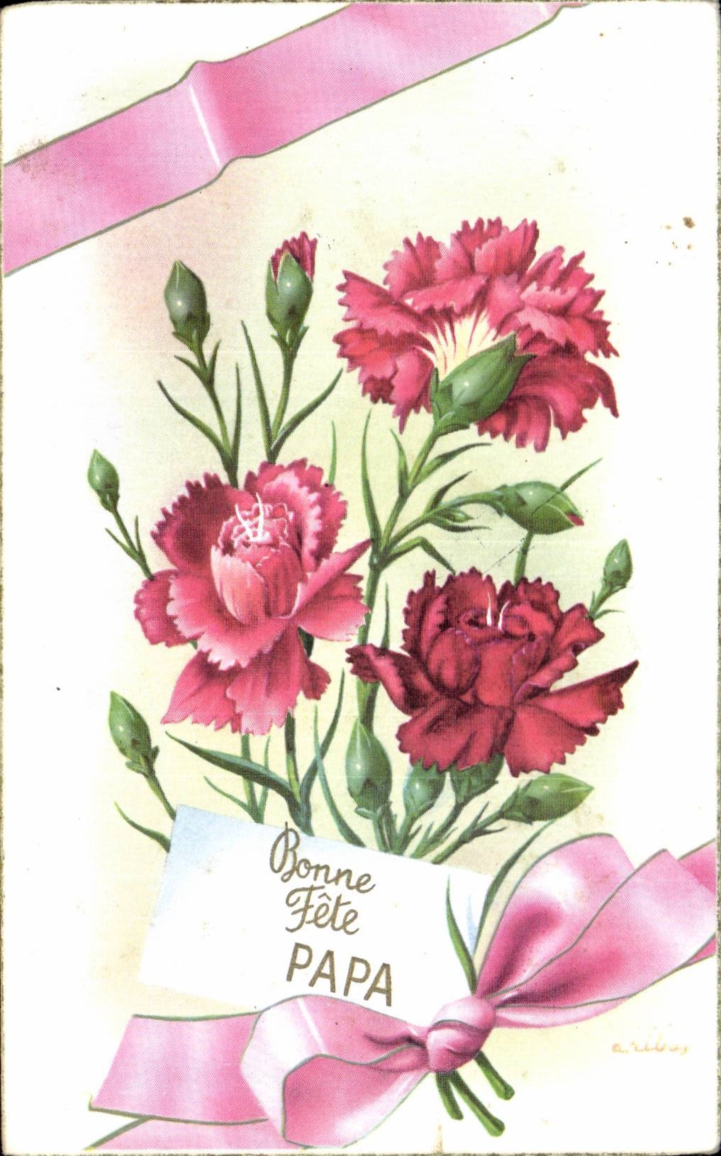 Fleurs Bonne Fete Papa - CPA 