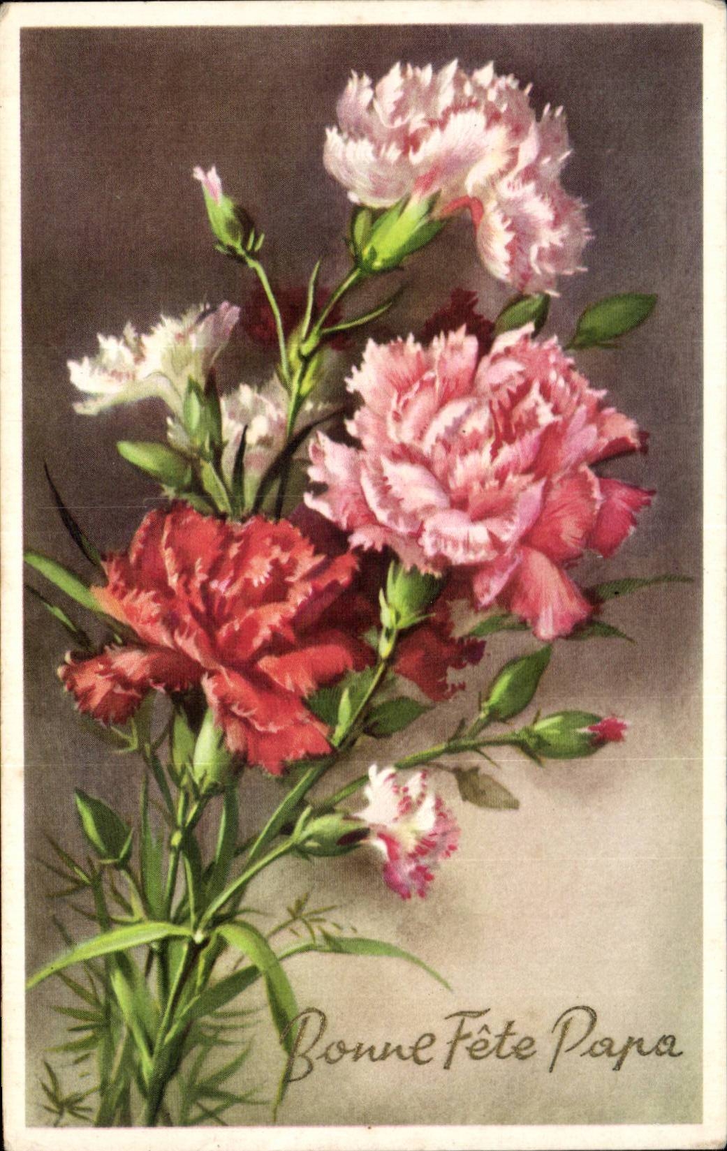 Fleurs Bonne Fete Papa - CPA 