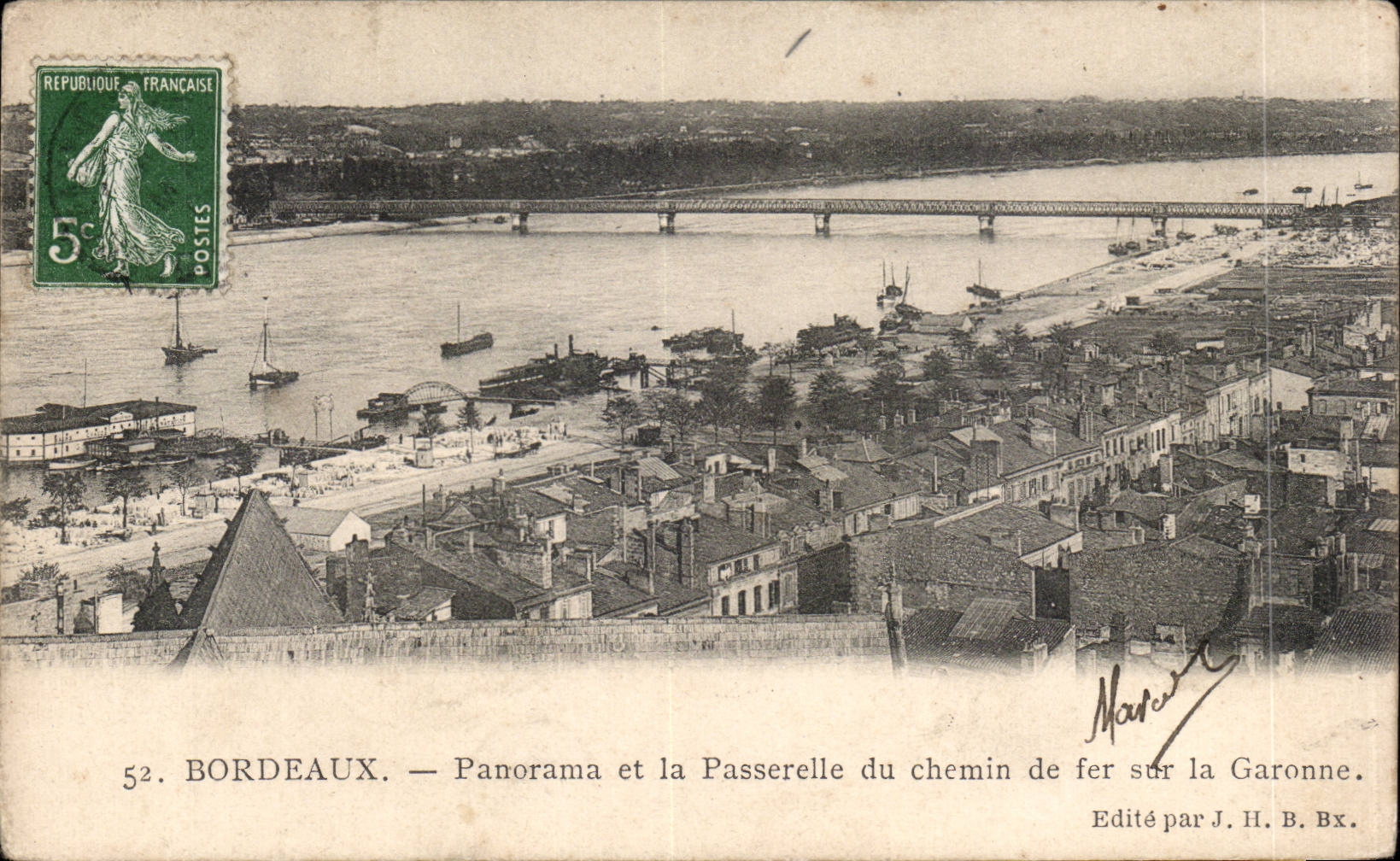 Bordeaux - Panorama et la Passerelle du Chemin de Fer - CPA 