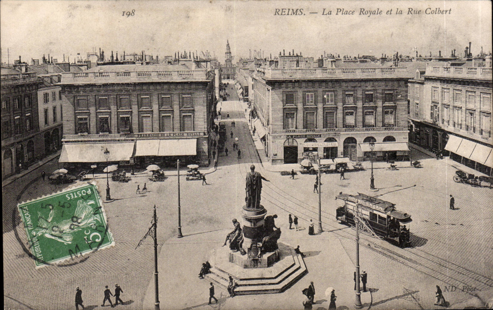Reims - the Royal Place and the Street Colbert - CPA