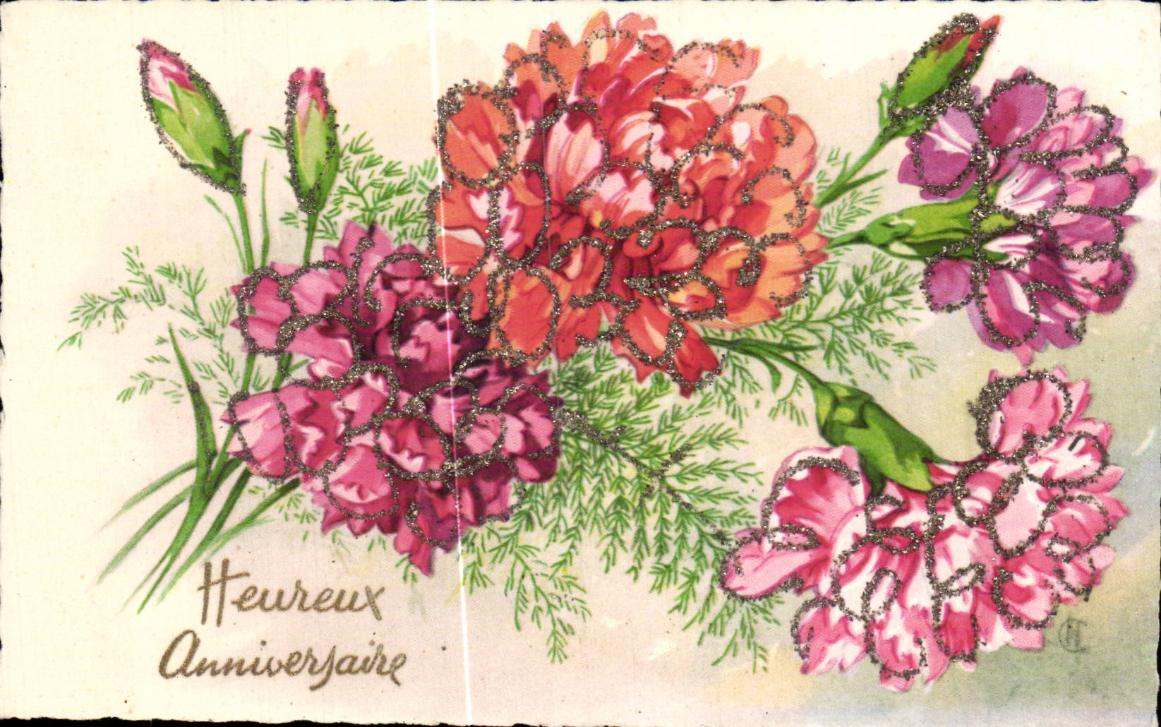 Fleurs Heureux Anniversaire - CPA