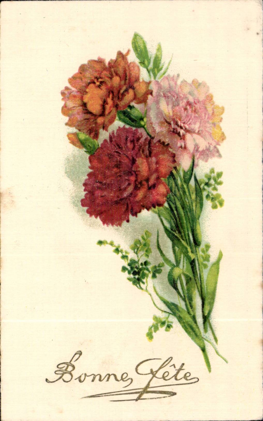Fleurs Oeillet - Carnation - Bonne Fete - CPA 
