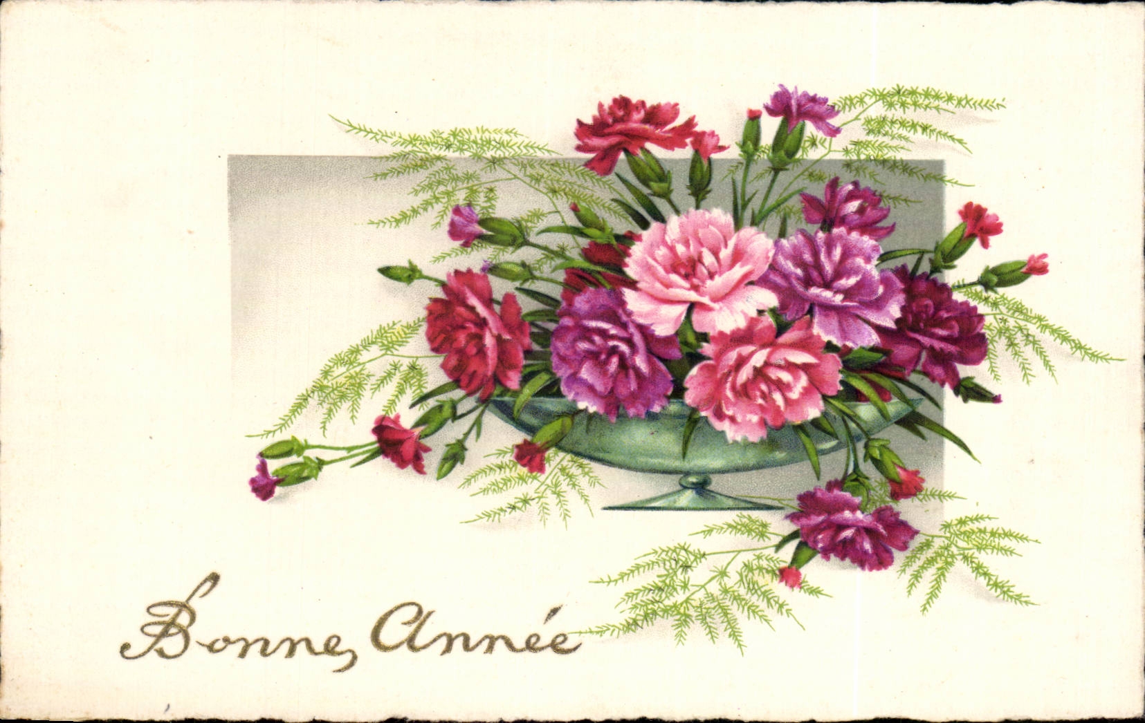 Fleurs Oeillet - Carnation - Bonne Annee - CPA 