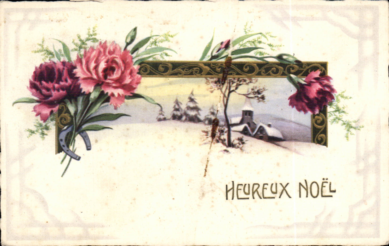 Fleurs Heureux Noel - Christmas - CPA 