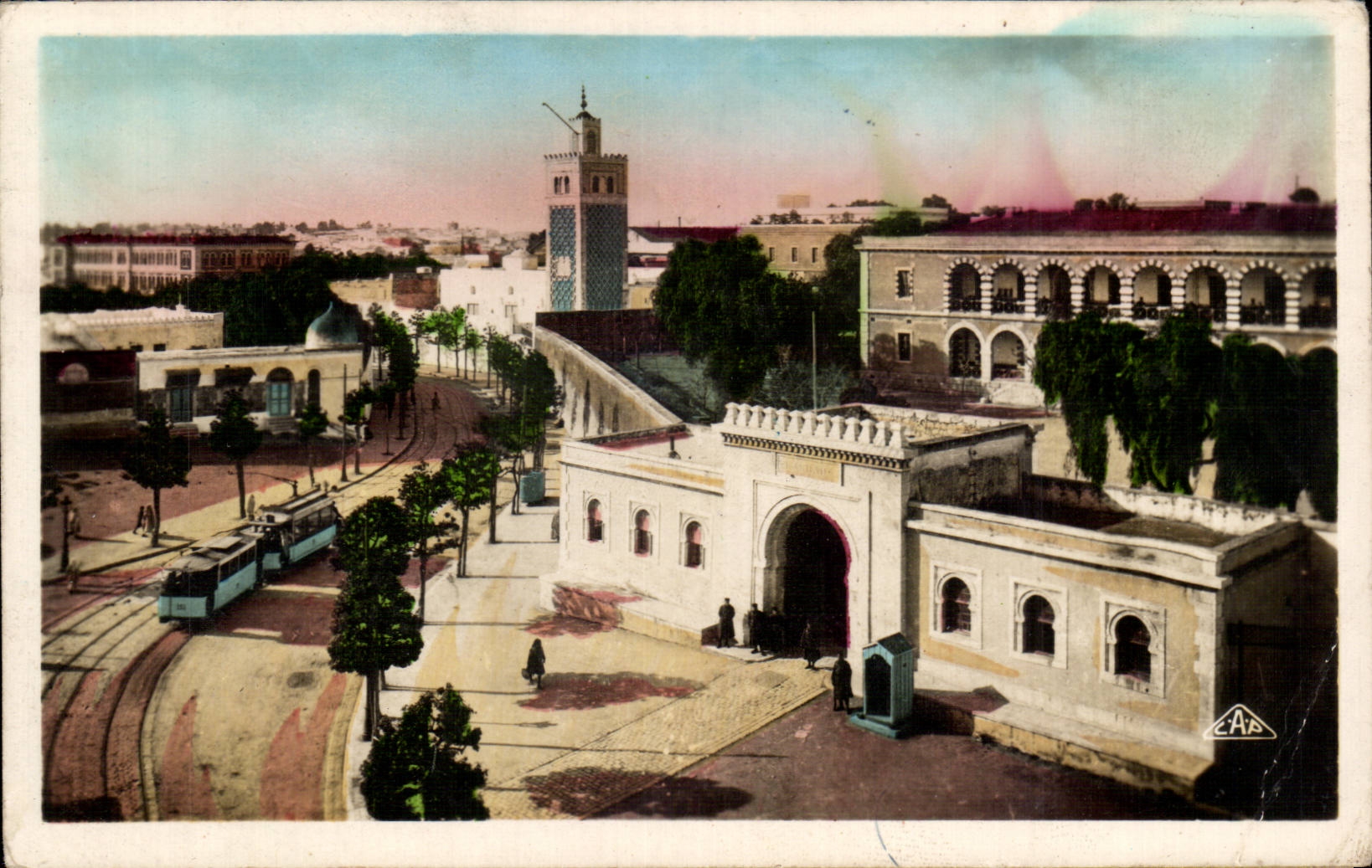 CPA Tunisia Tunis the kasbah and boulevard Bab Menara