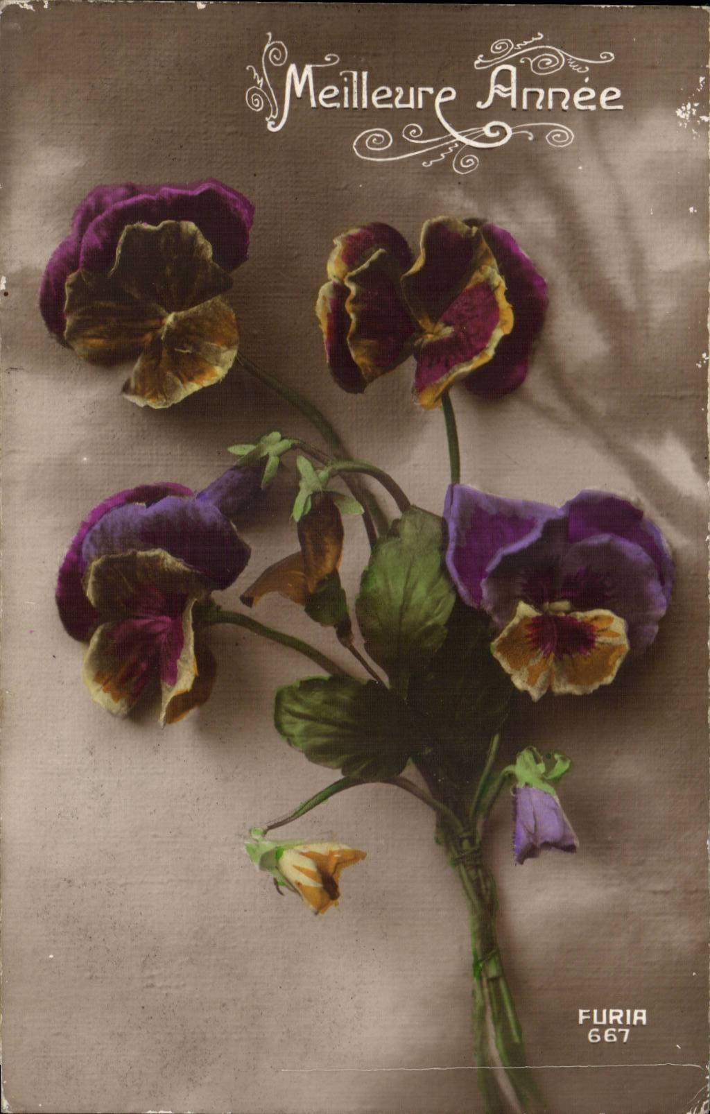 CPA Fantaisie Fleurs Meilleure annee