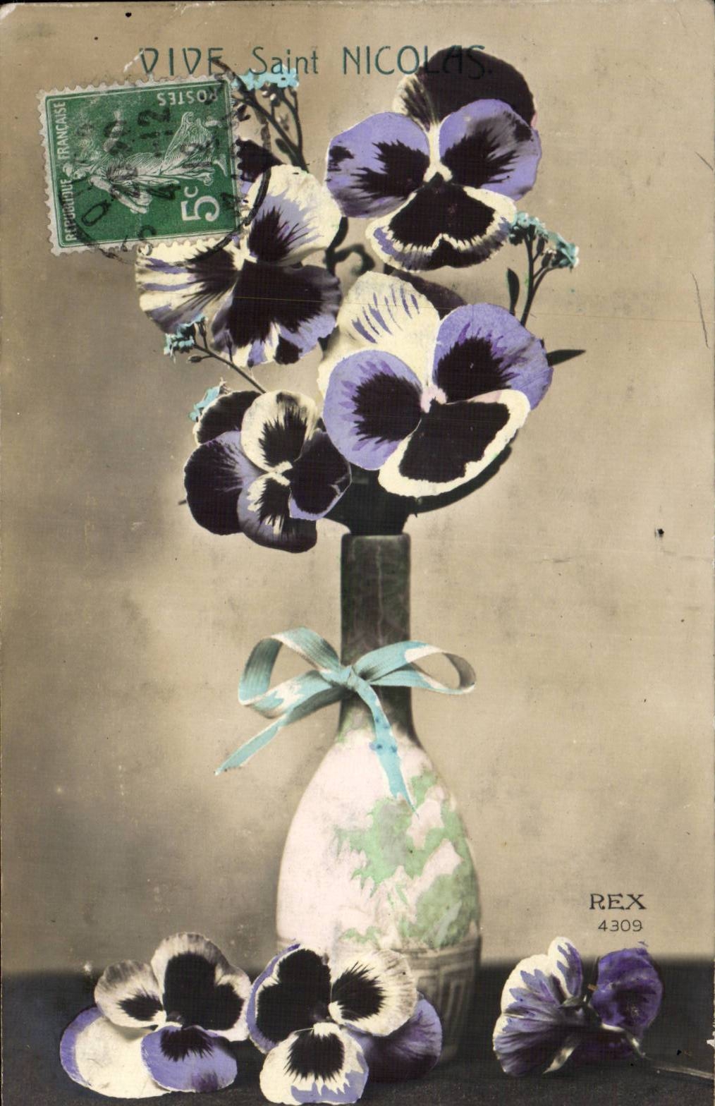 CPA Fantaisie Fleurs Saint Nicolas