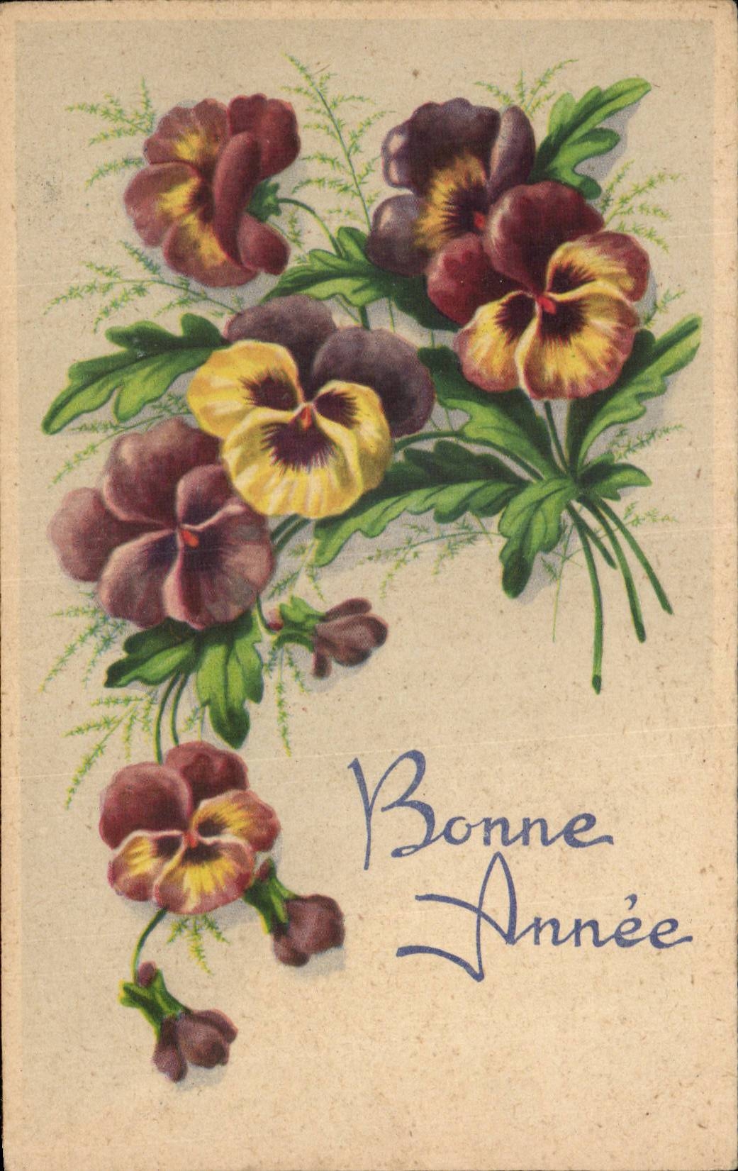 Fleurs Pensee - Pansy - Bonne Annee - CPA 