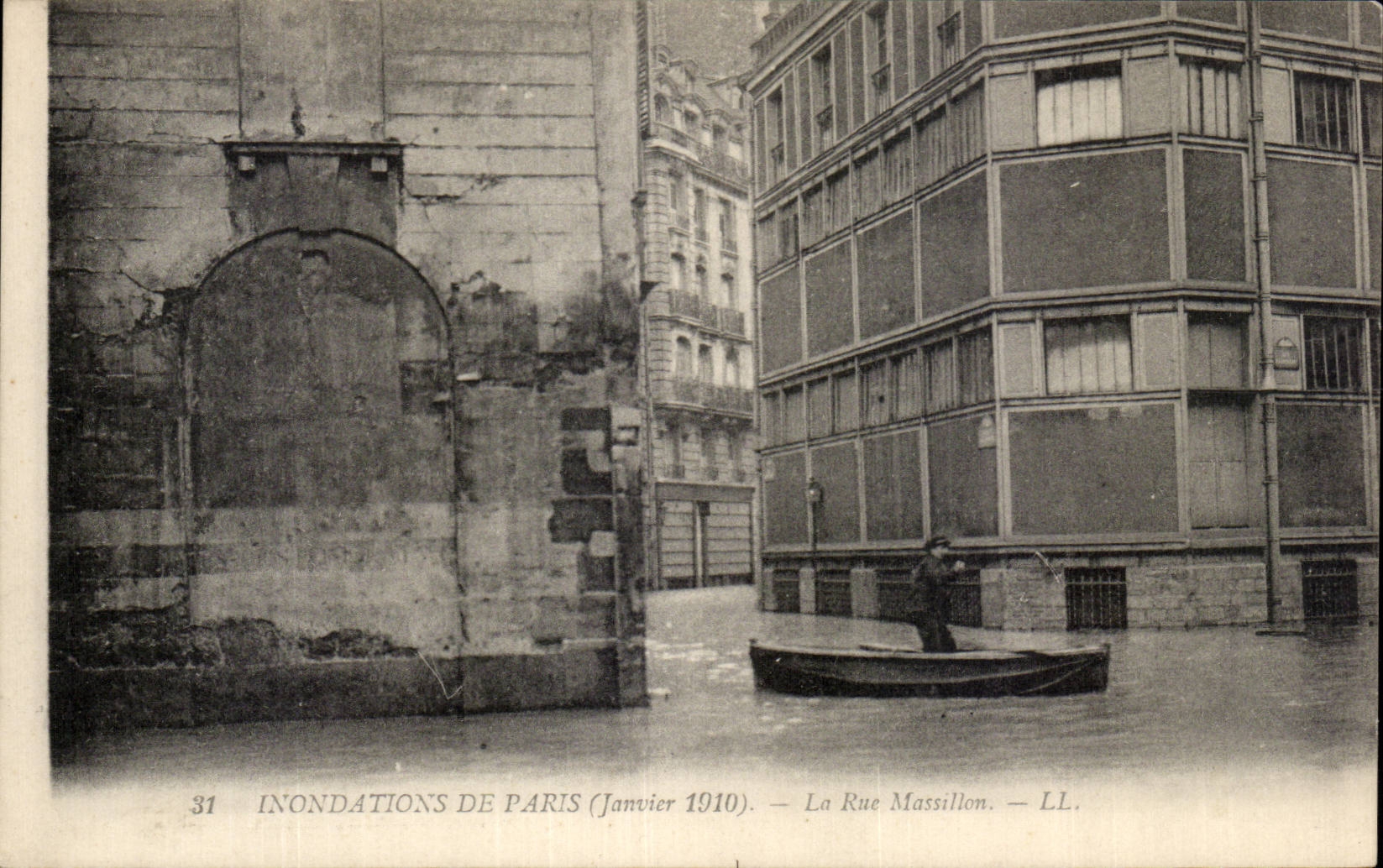 Paris - 4 - Floods of Paris - January 1910 - the Street Mossillon - CPA