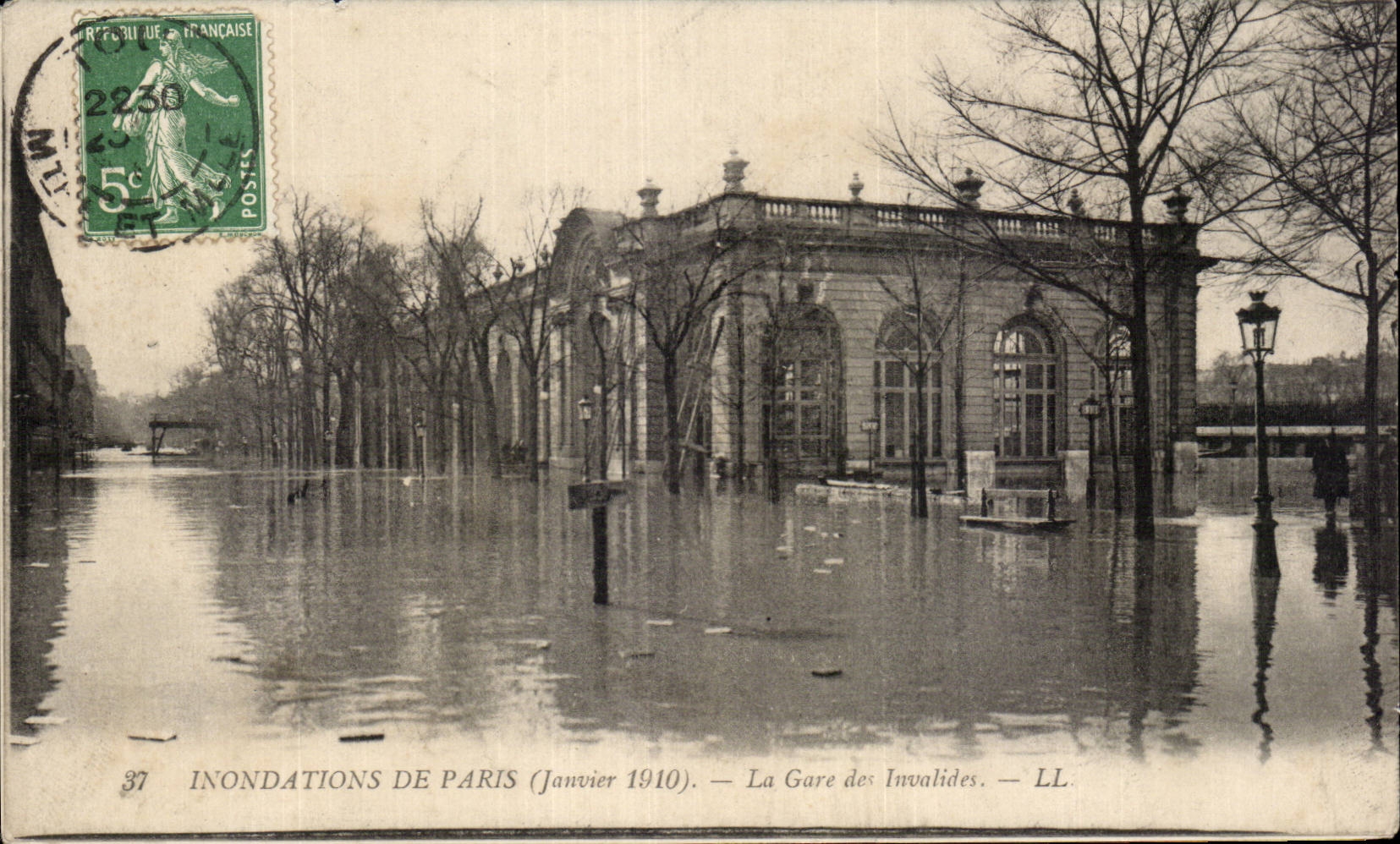 Paris - 7 - Les Inondations de Paris - Janvier 1910 - La Gare des Invalides - CPA