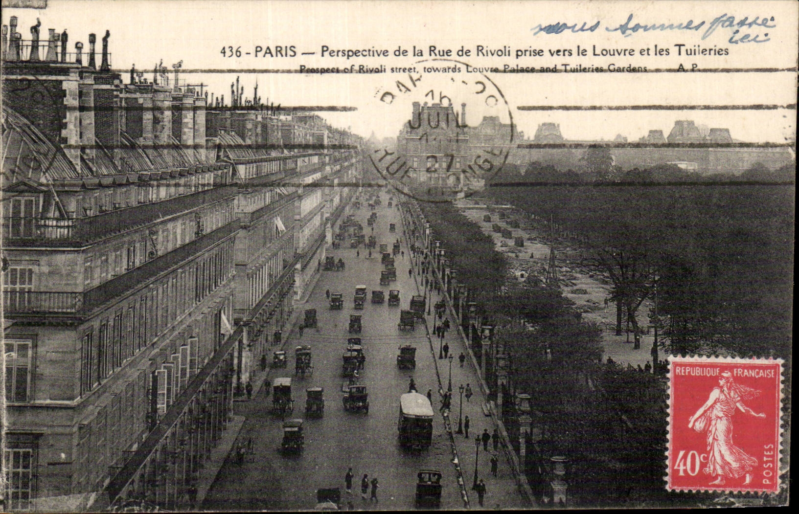 Paris - 1 - Panorama of the Street of Rivoli - CPA
