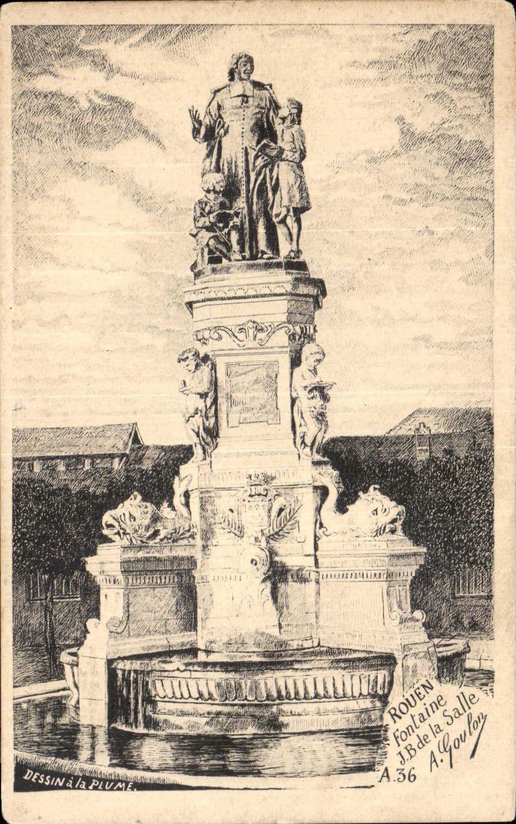 CPA Rouen Fountain JB of the Room